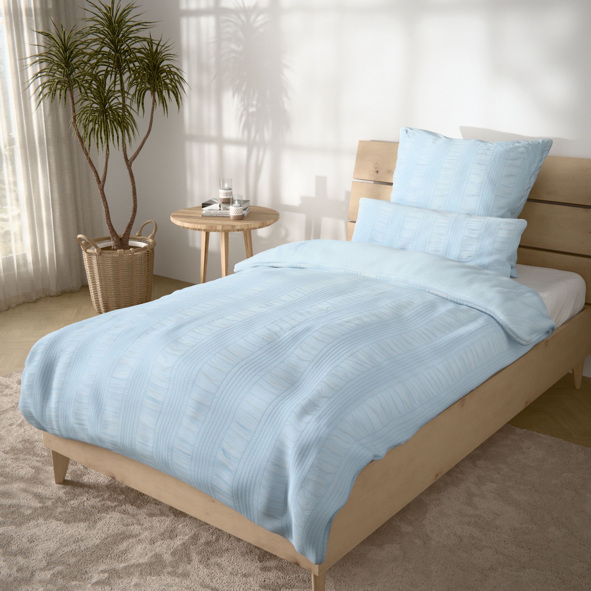 SOFT WAVE Bettwäsche breites Seersucker Mikrofaser Seersucker Einzelbett, 4tlg.