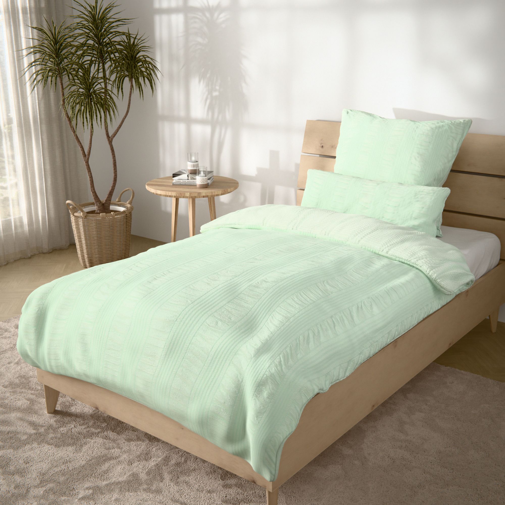 SOFT WAVE Bettwäsche breites Seersucker Mikrofaser Seersucker Einzelbett, 4tlg.