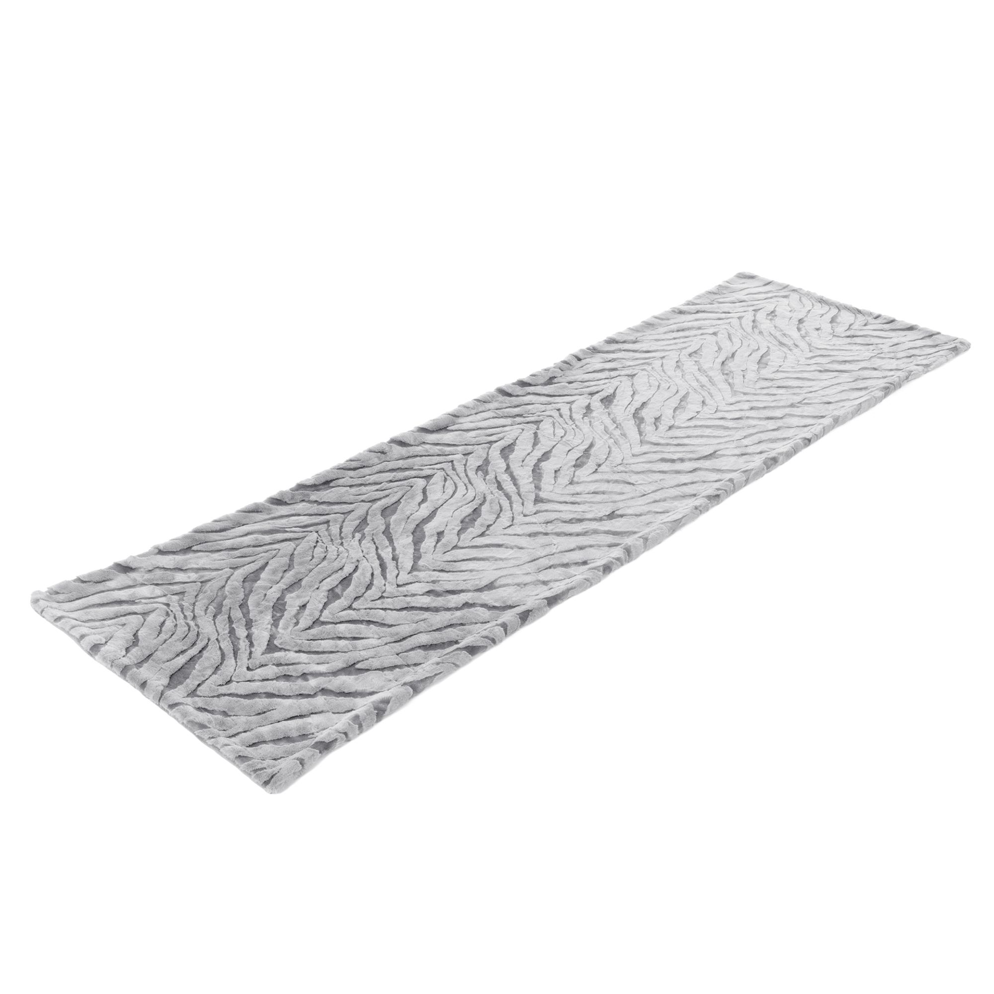 MONT CHALET Wende-Bettläufer Glanzstreifen Mikrofaser Chinchilla waschbar, 75x245cm