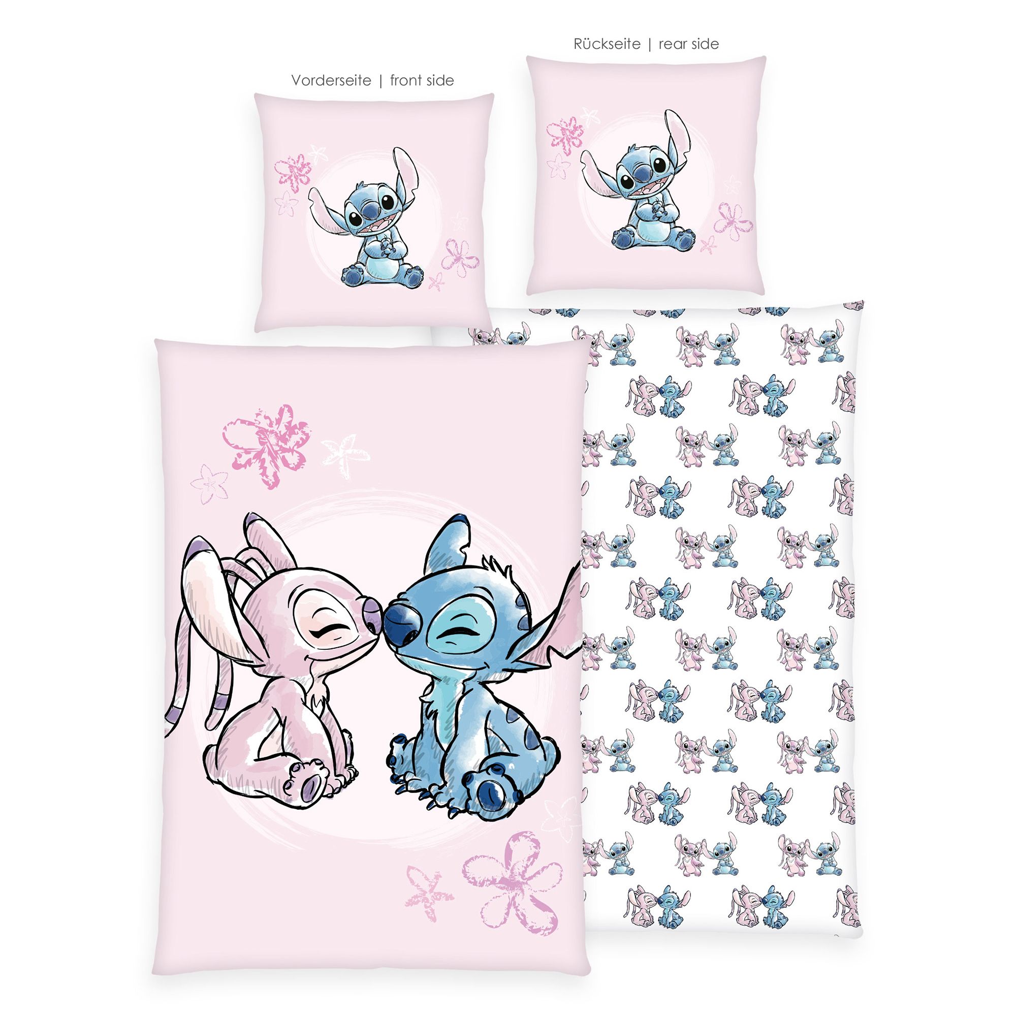 DISNEY® Wendebettwäsche Stitch & Angel Baumwoll Renforcé Einzelbett, 2tlg.