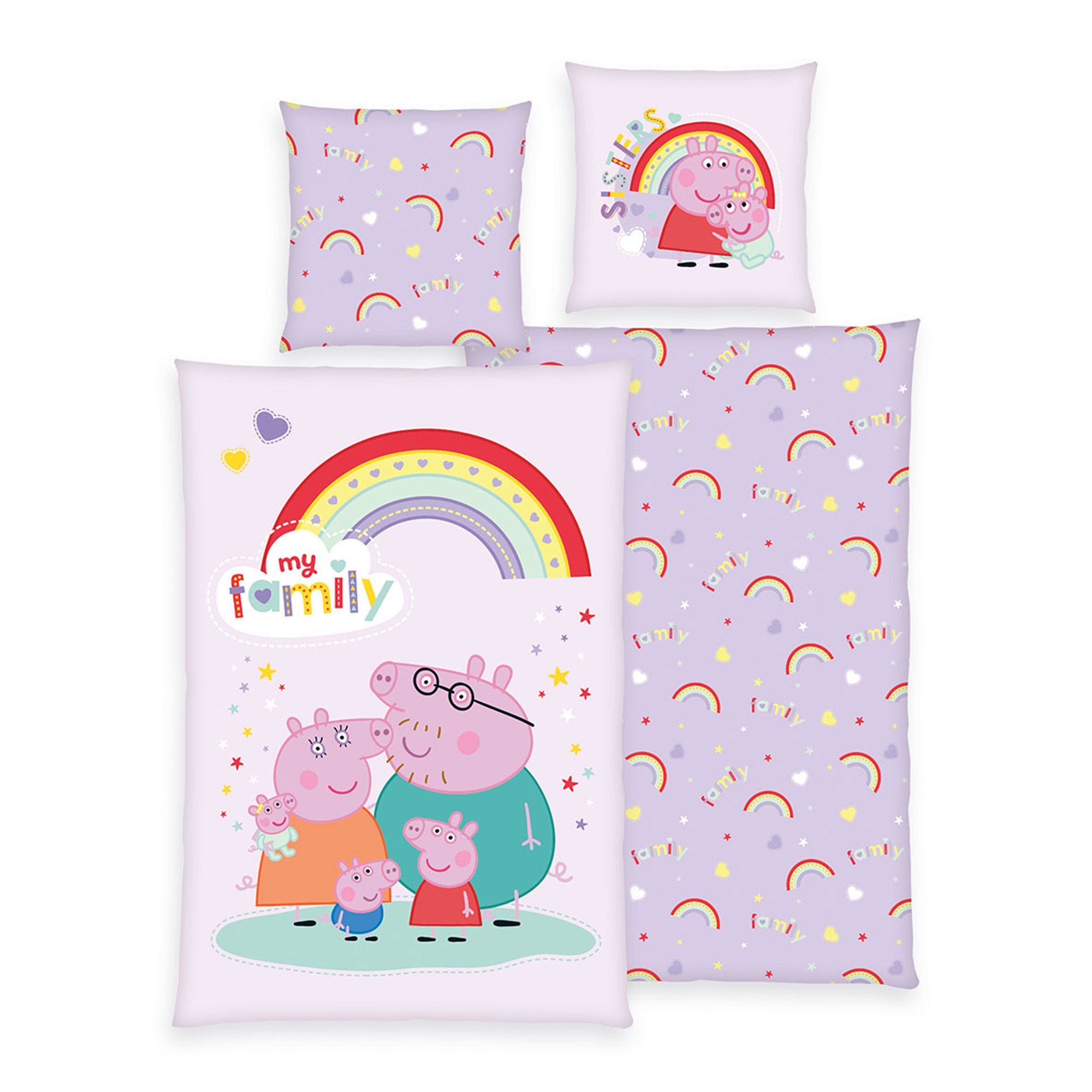 Peppa Pig™ Wendebettwäsche my family Baumwoll Flanell Einzelbett, 2tlg.