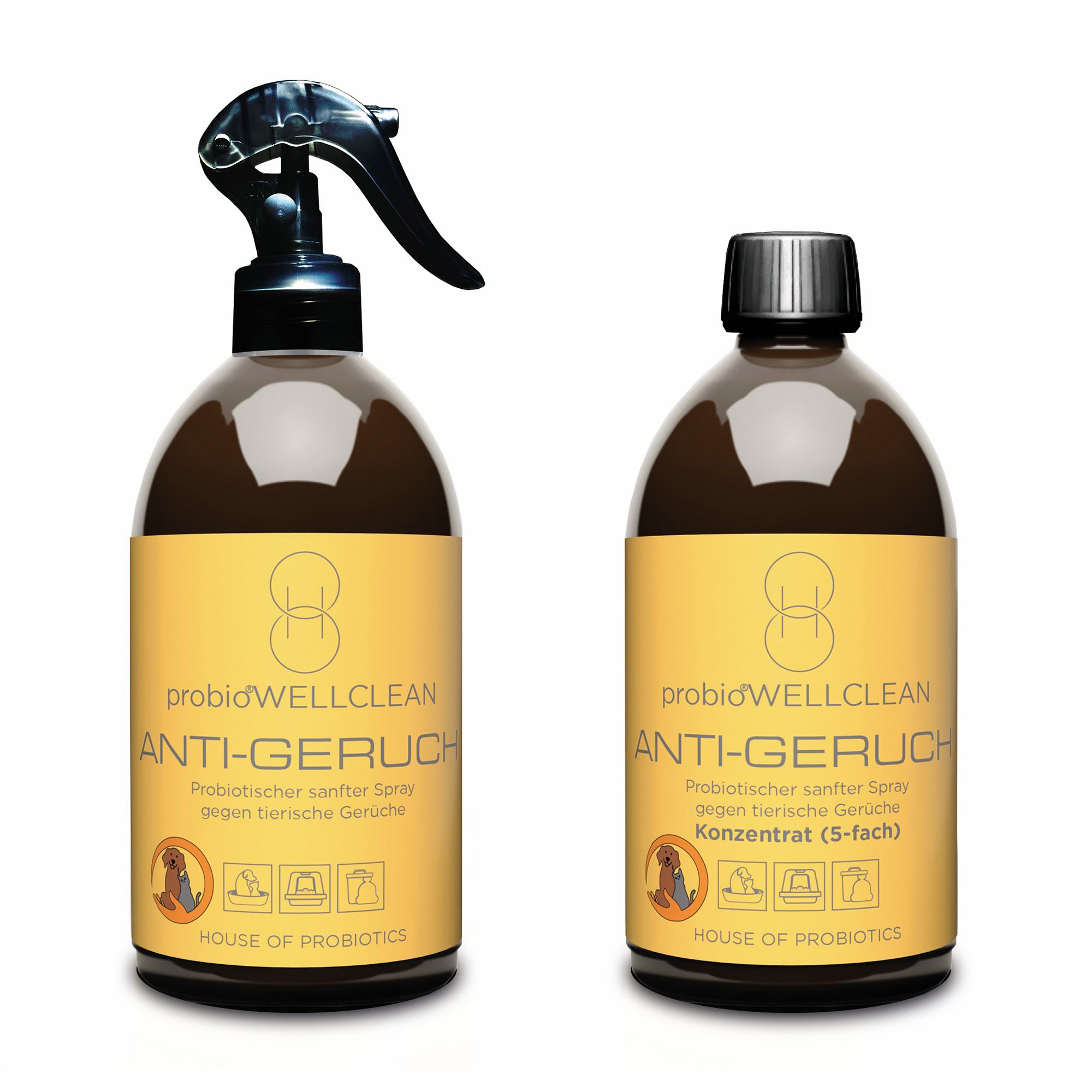 probioWELLCLEAN Anti-Geruchsspray für Haustiere & Mülltonnen 2x 500ml