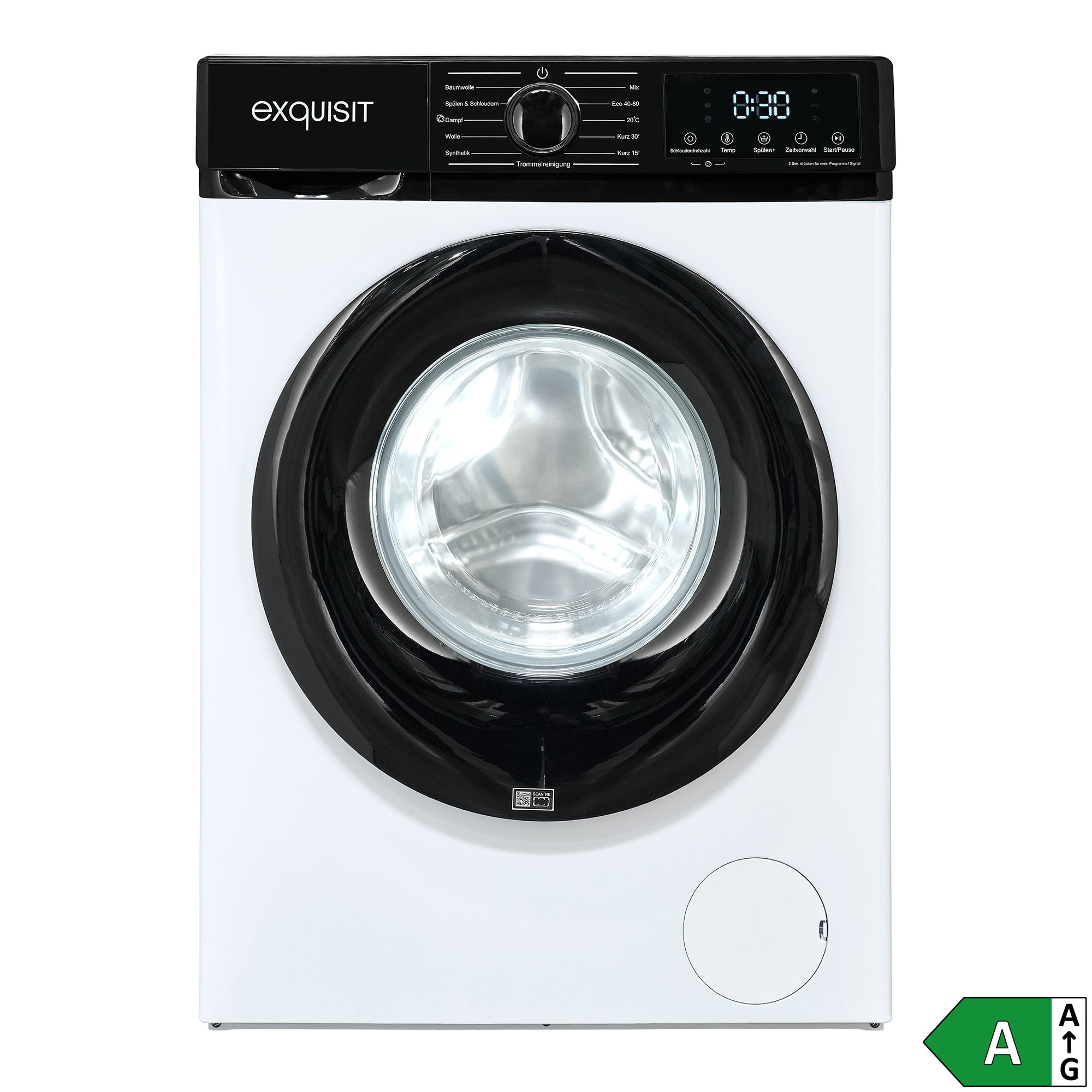 EXQUISIT Waschmaschine weiß, 8kg, EEK A 11 Waschprogramme inkl. AquaStopp, Energieeffizienzklasse A