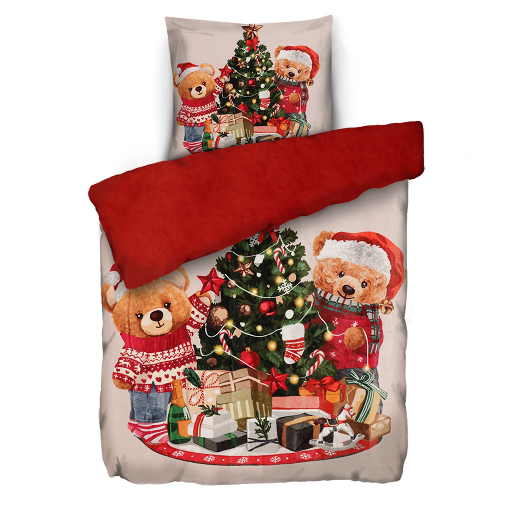 MONT CHALET Wendebettwäsche Weihnachtsbären Mikrofaser Chinchilla Einzelbett, 2tlg.