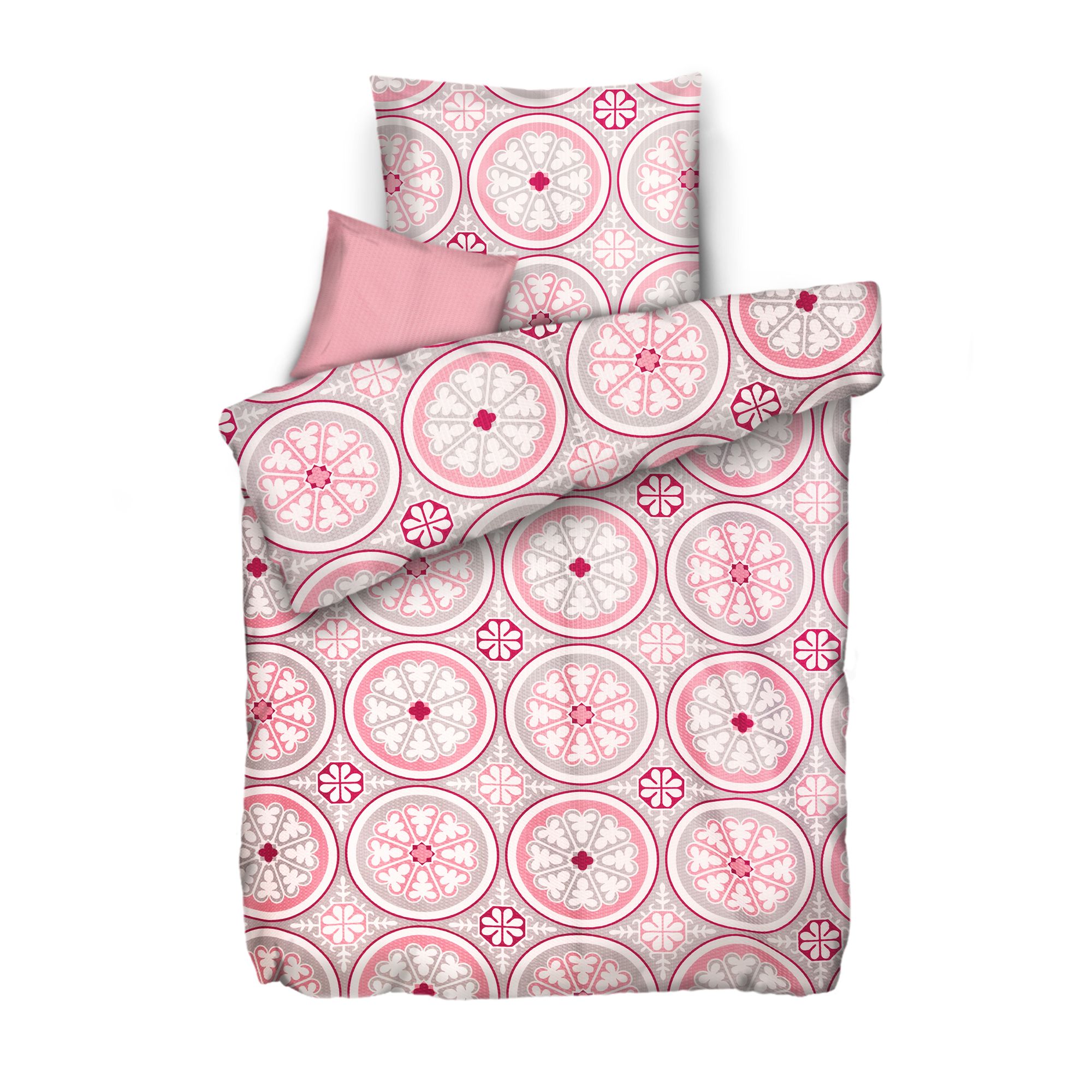 SOFT WAVE Bettwäsche runde Ornamente Mikrofaser Seersucker Einzelbett, 3tlg.