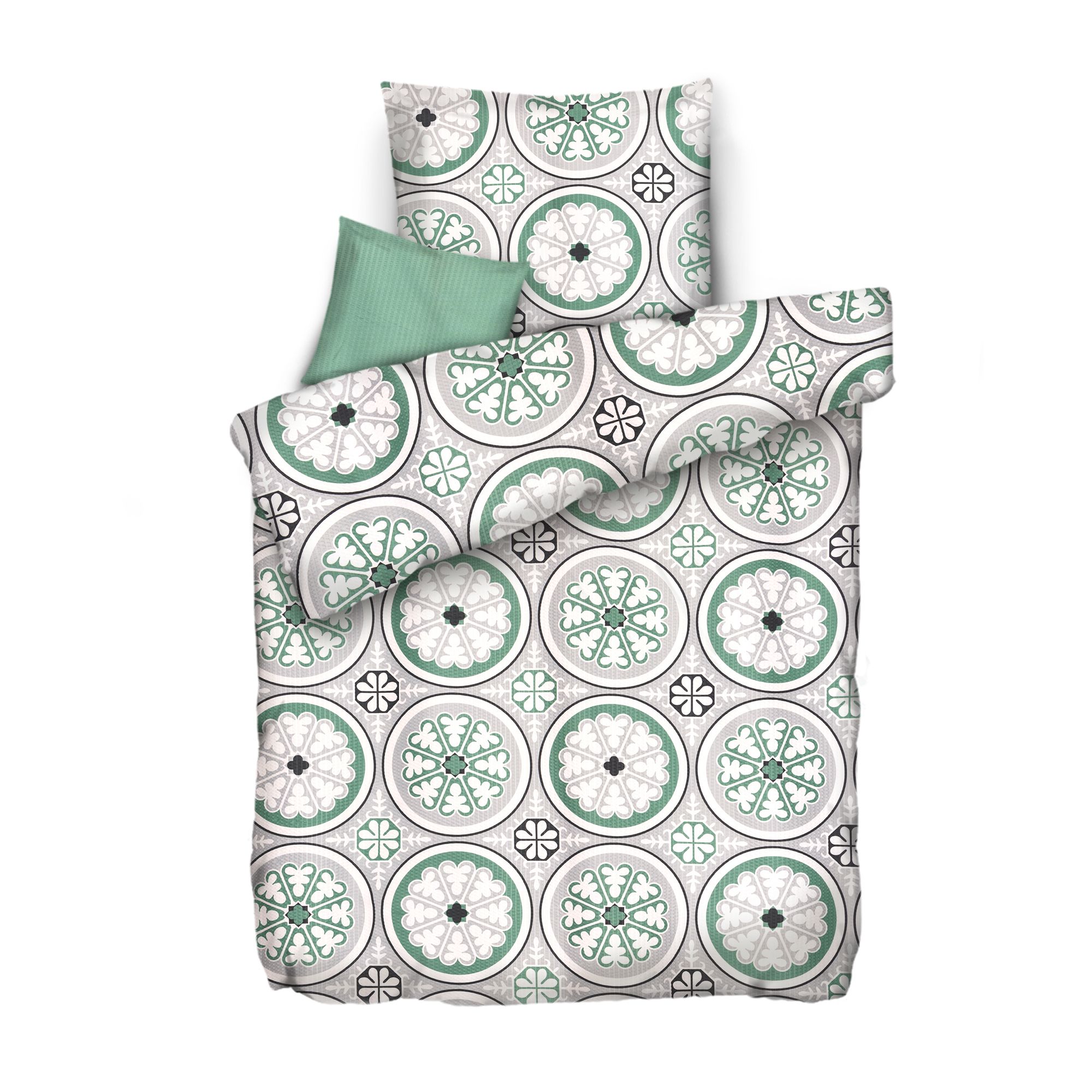 SOFT WAVE Bettwäsche runde Ornamente Mikrofaser Seersucker Einzelbett, 3tlg.