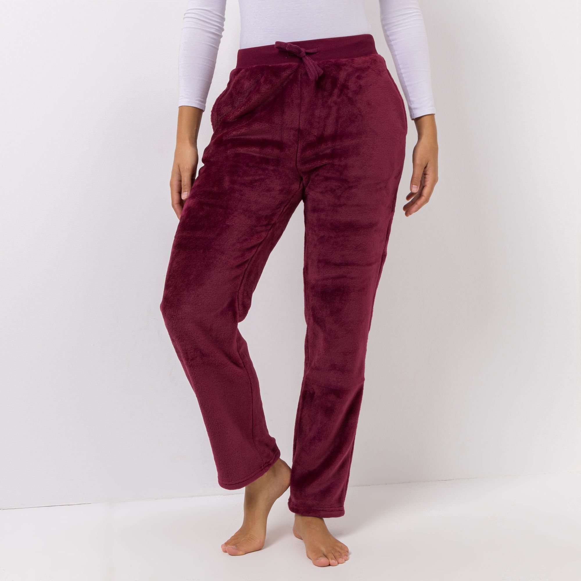 MONT CHALET Damen-Hose uni Glitzerkordel Mikrofaser Chinchilla Hosentaschen