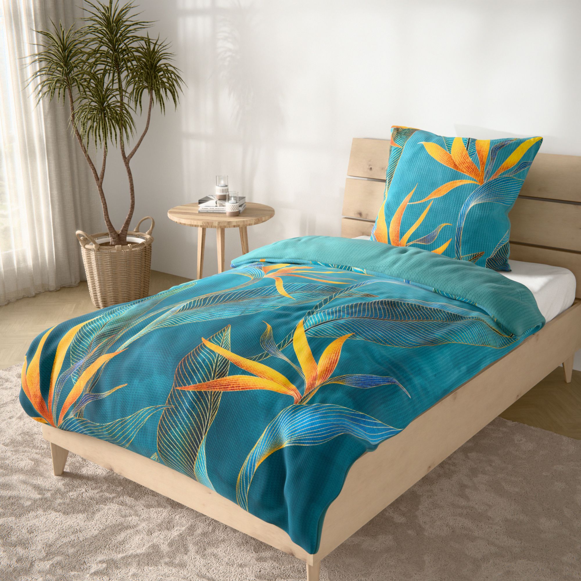 SOFT WAVE Wendebettwäsche Strelitzien Mikrofaser Seersucker Einzelbett, 2tlg.