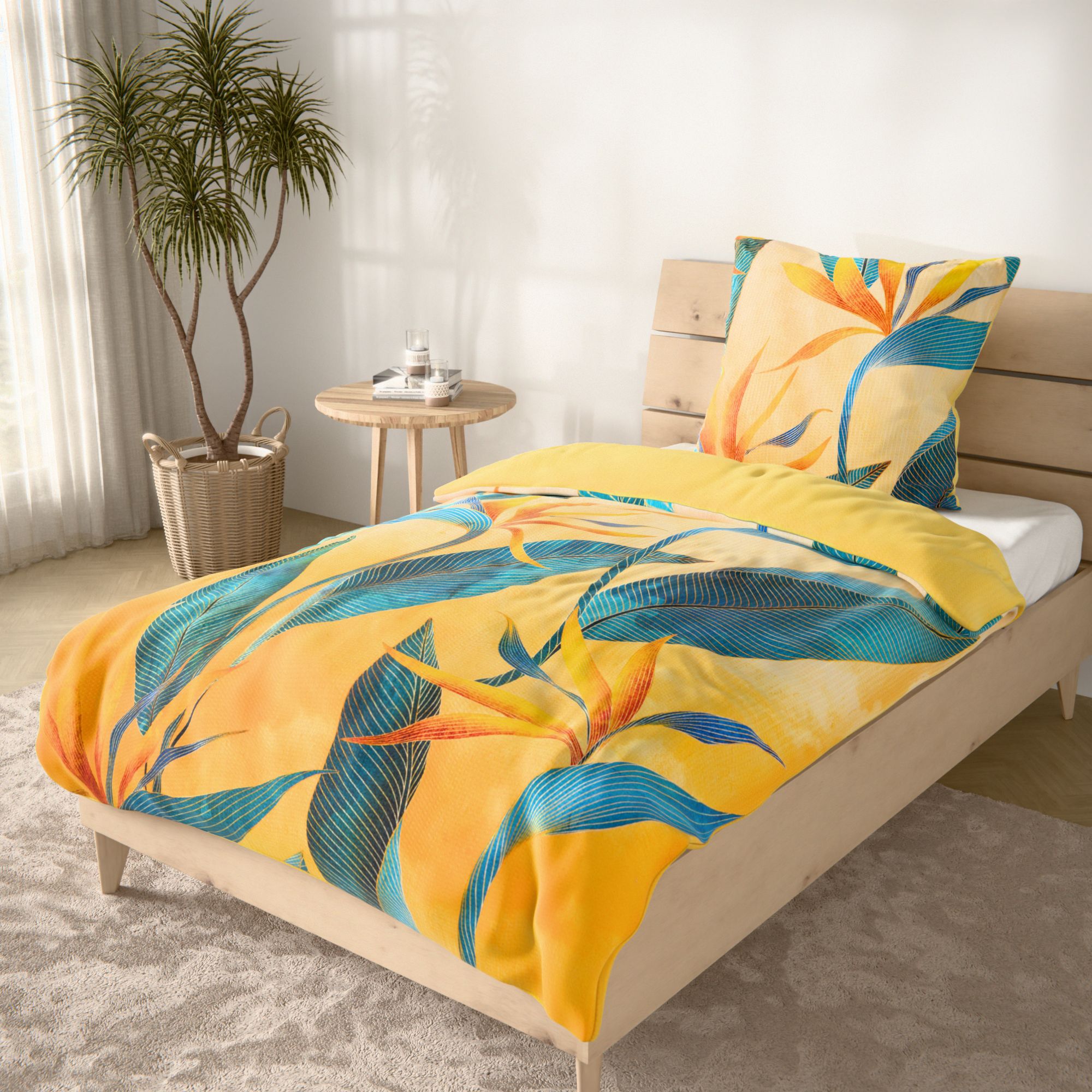 SOFT WAVE Wendebettwäsche Strelitzien Mikrofaser Seersucker Einzelbett, 2tlg.