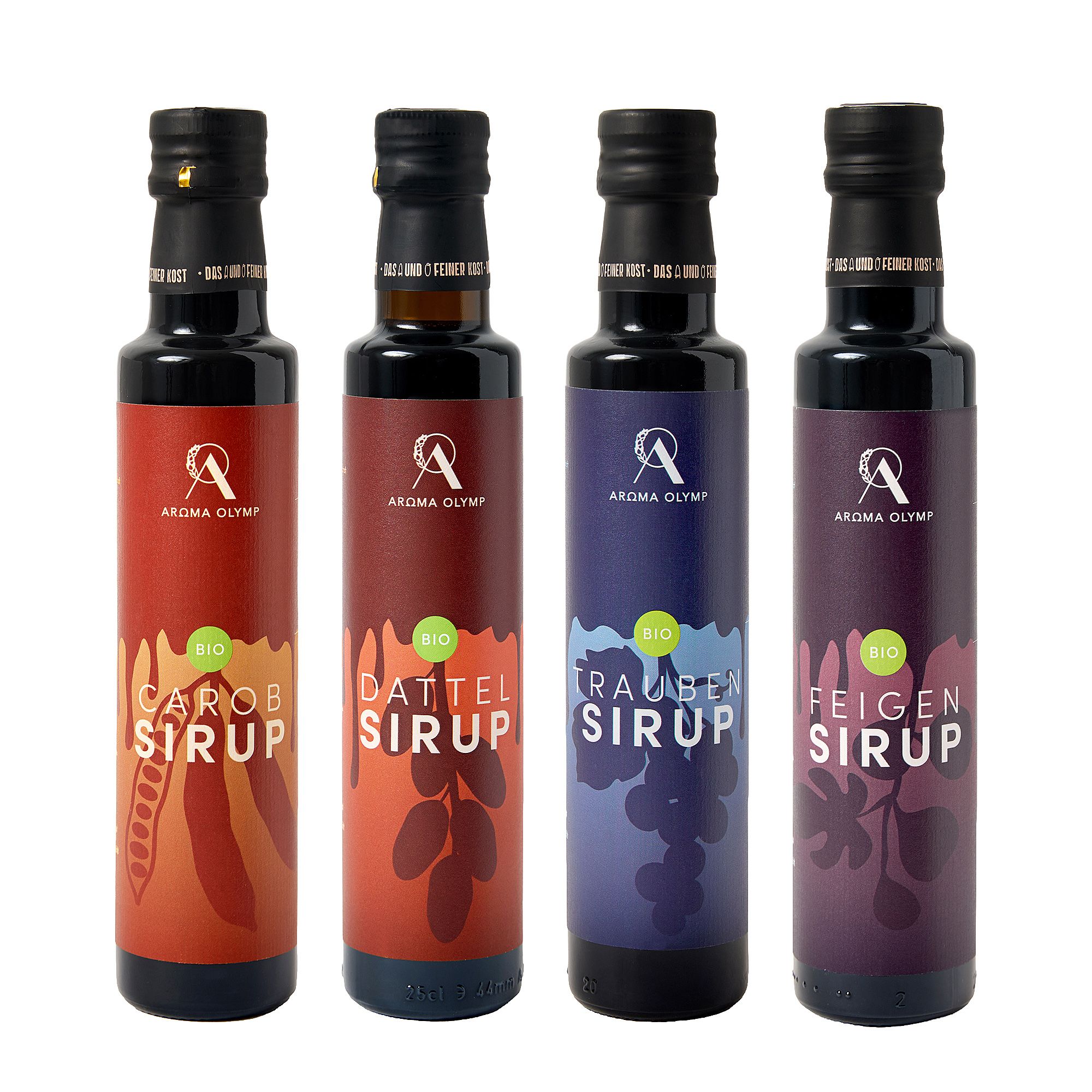 AROMA OLYMP Natürliches Bio-Sirup 4 versch. Sorten je 250ml