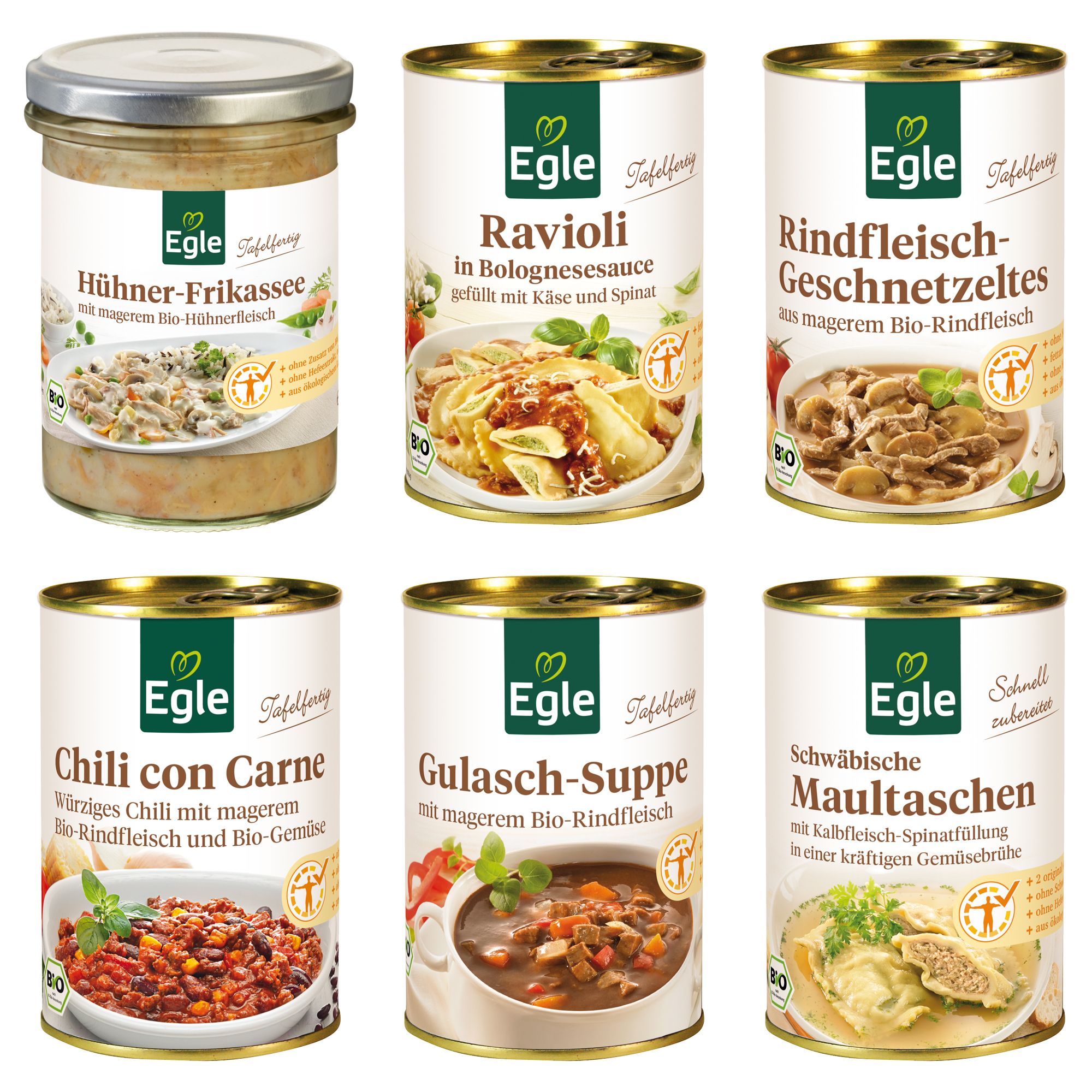 EGLE Hausmannskost-Paket 6 Bio-Gerichte exklusiv bei QVC Inhalt 1.960g & 400ml