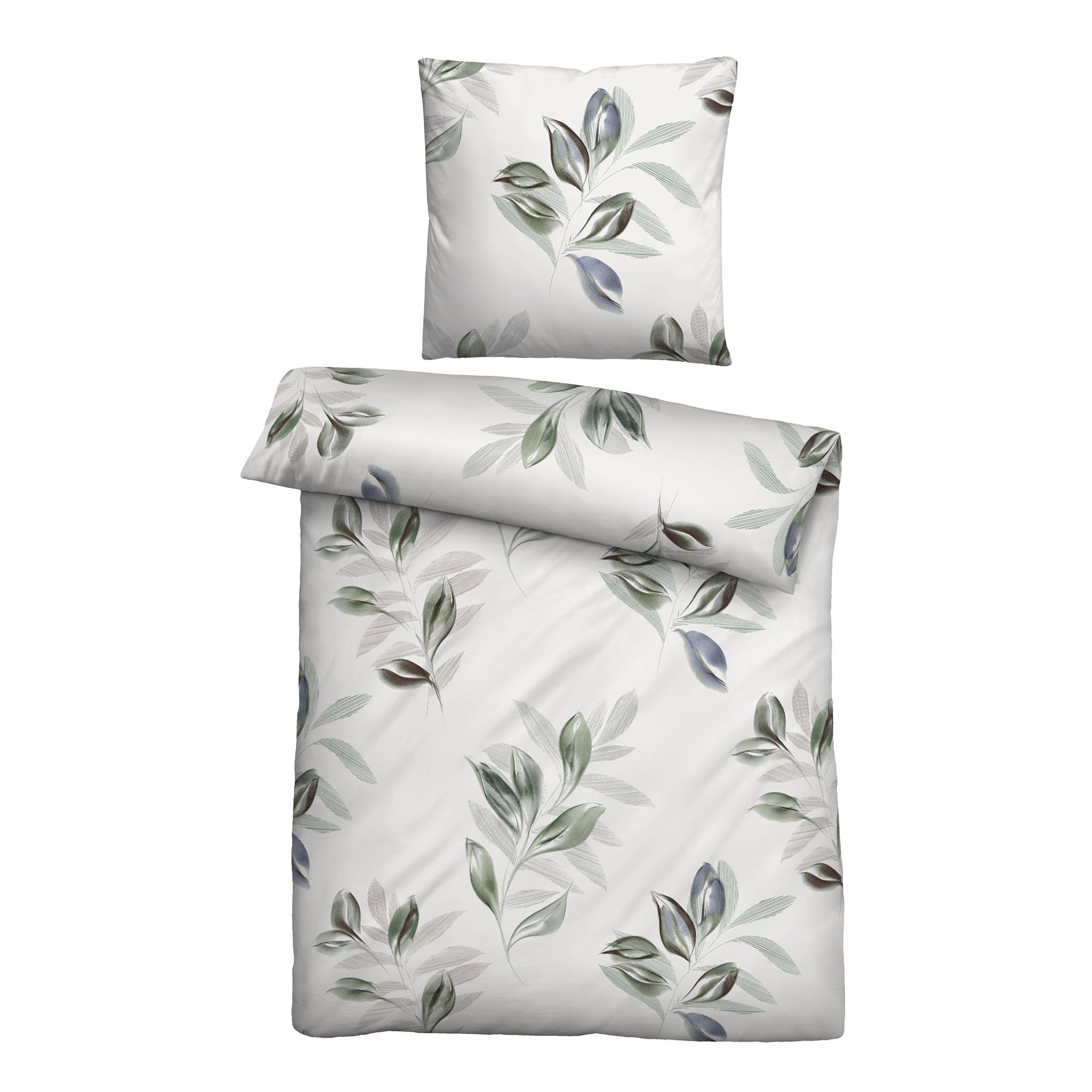 biberna® Bettwäsche Blätter Baumwoll Feinbiber Einzelbett, 2tlg.