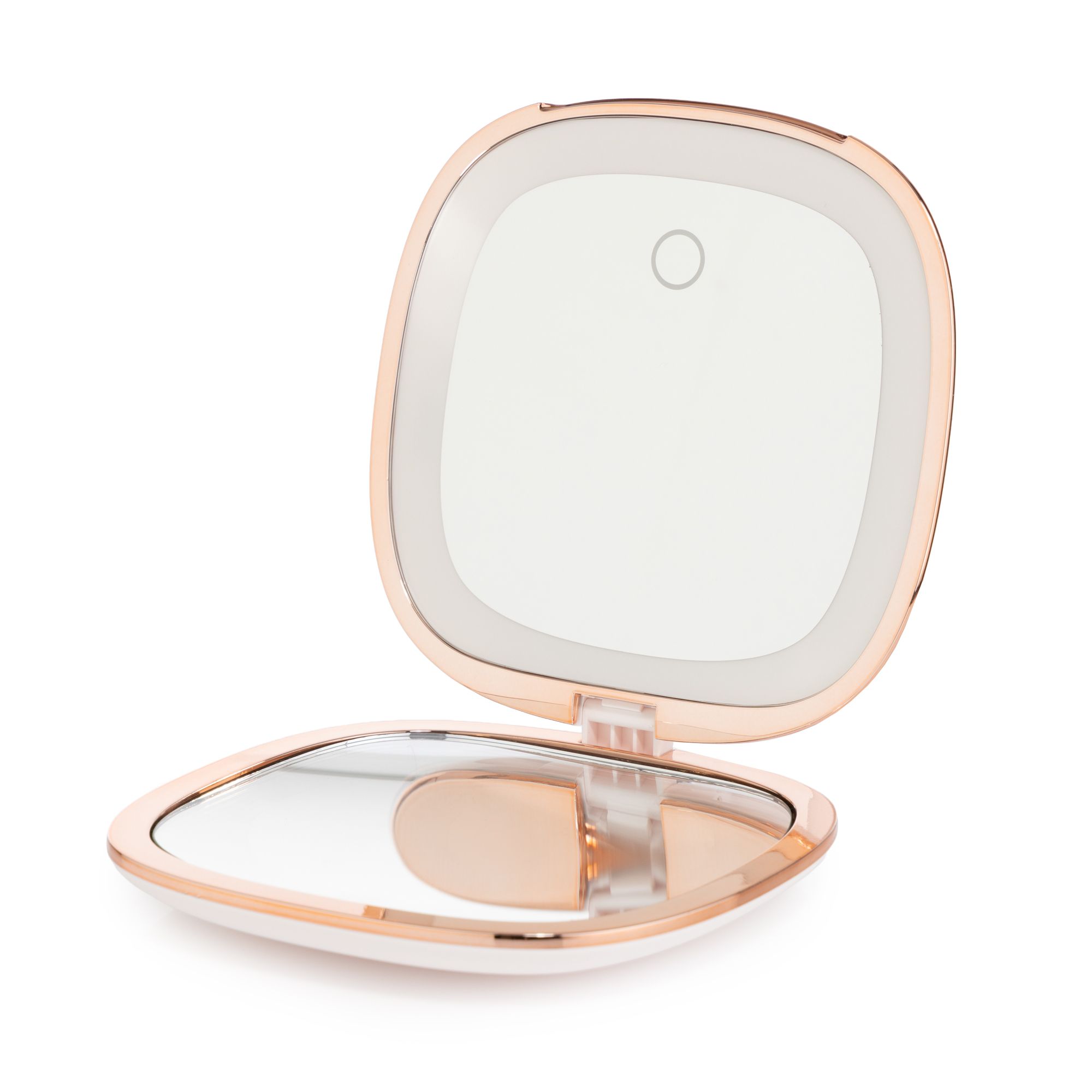 LED Taschenspiegel 10-fach Vergrößerung 3 Lichtfarben stufenlos dimmbar wiederaufladbar