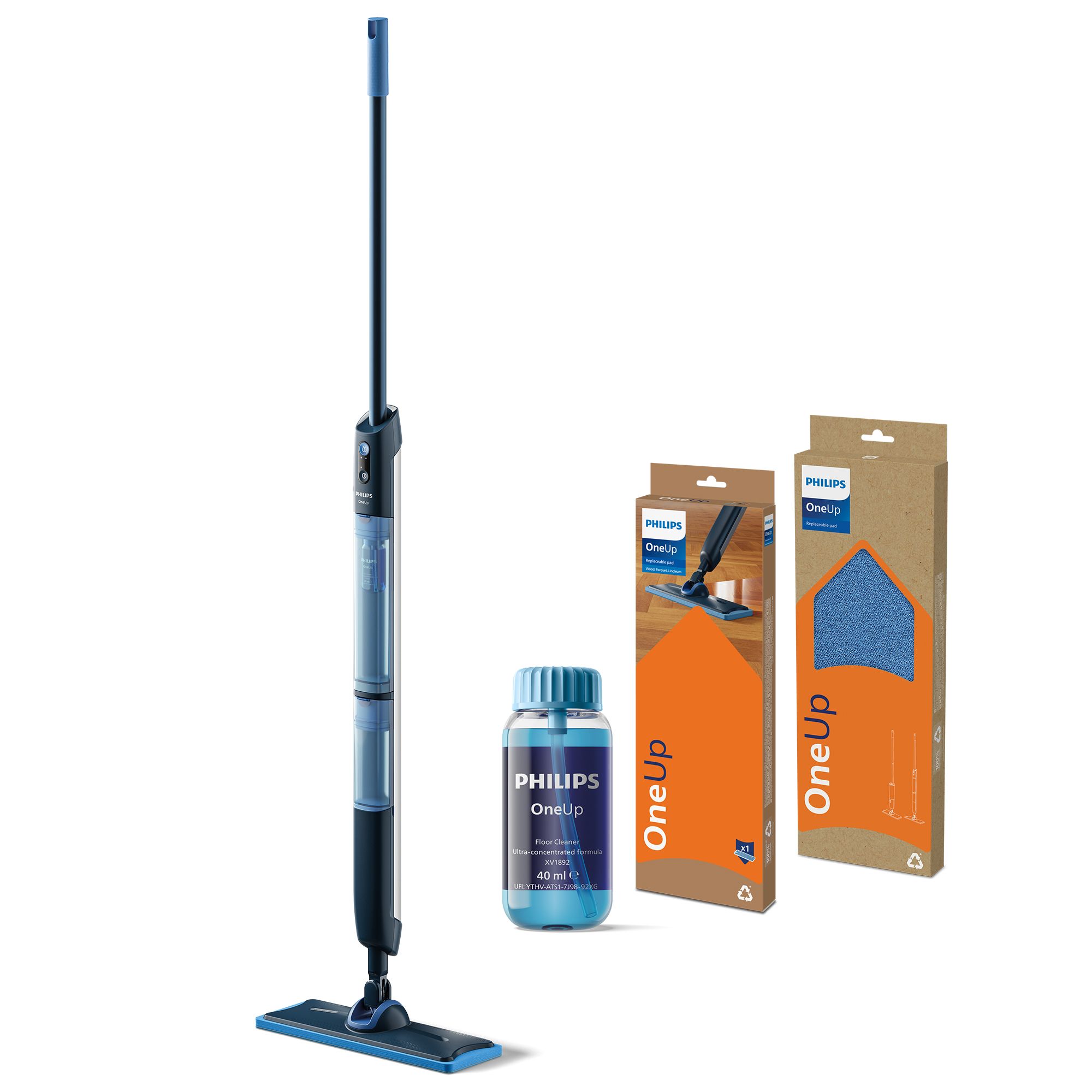 PHILIPS OneUp 5000 Series Elektrischer Mopp inkl. 2x Wischpad & 1x Pad für Parkett