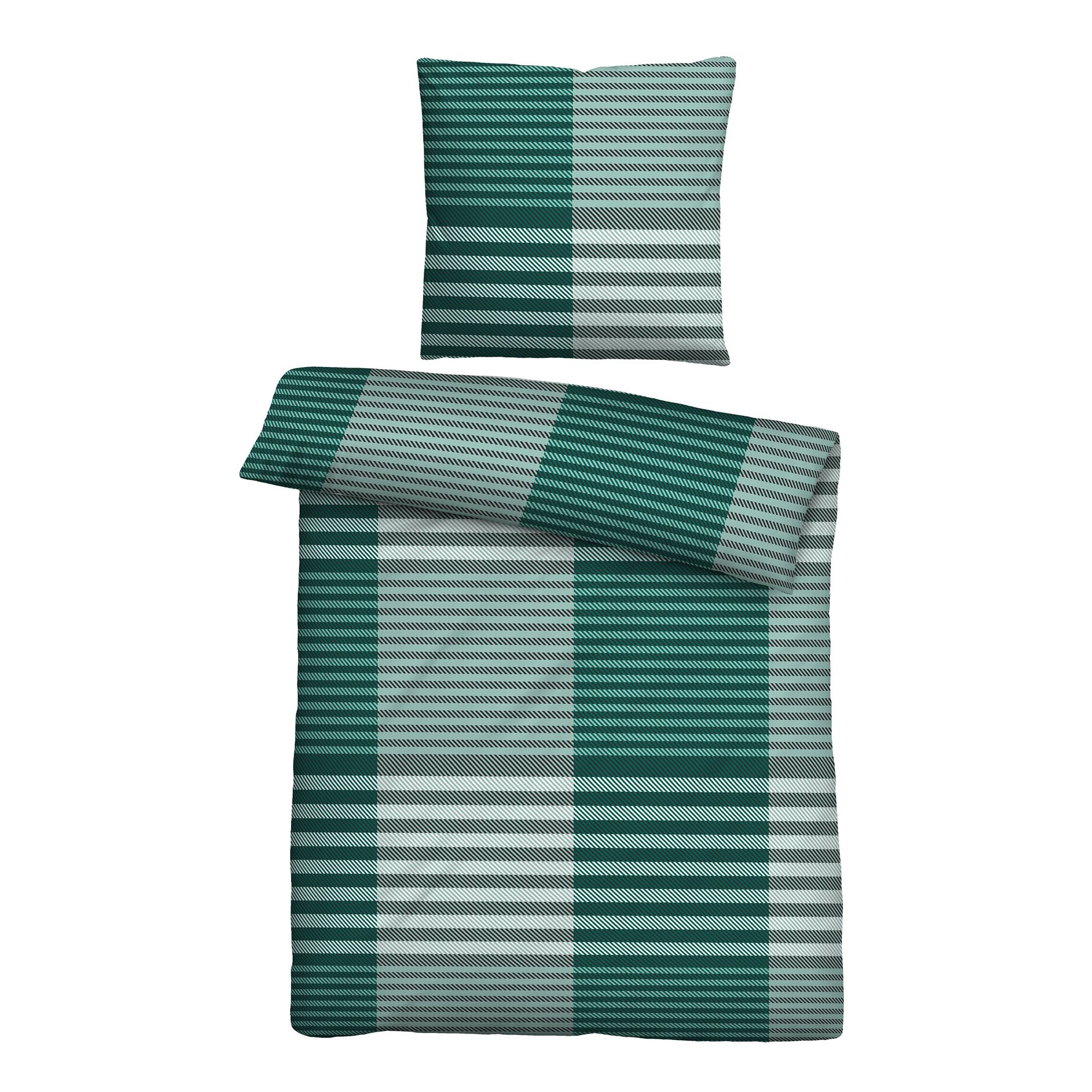 biberna® Bettwäsche Karo & Streifen Baumwoll Feinbiber Einzelbett, 2tlg.