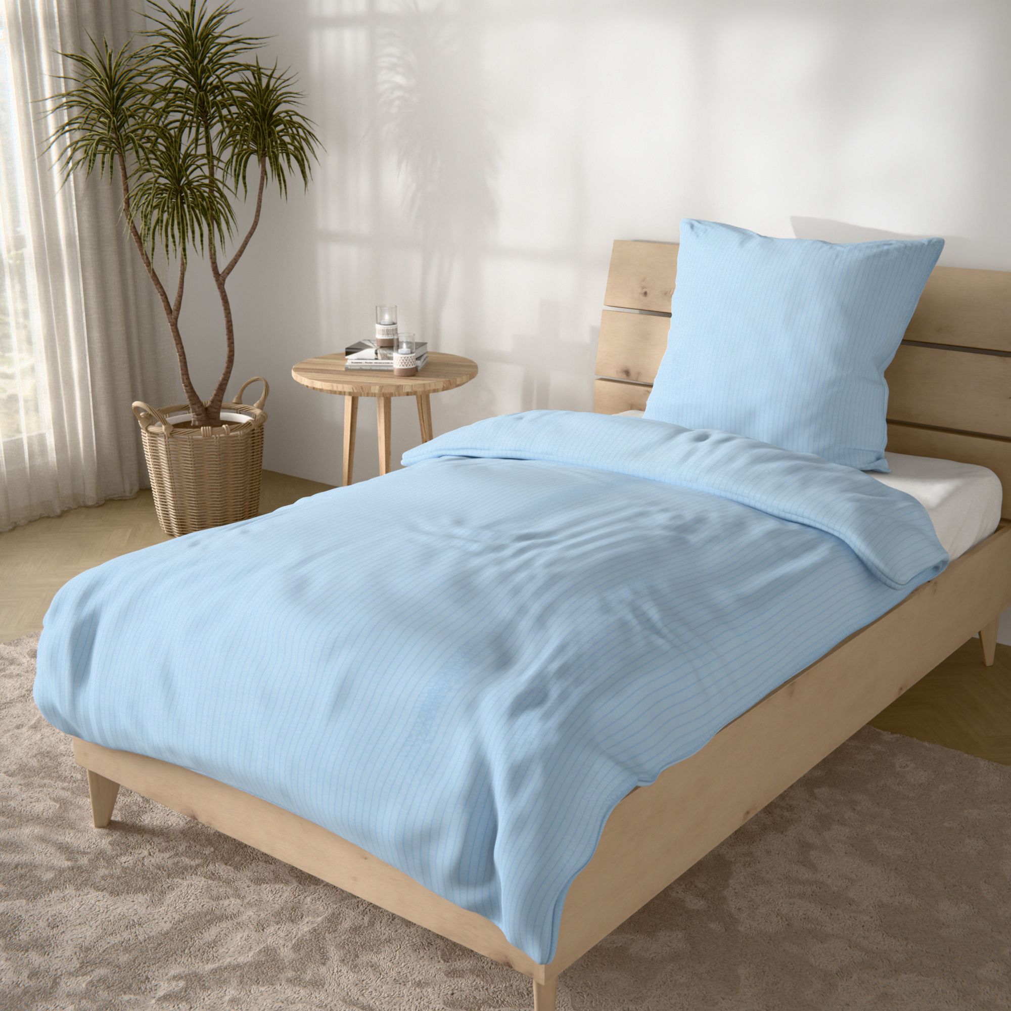 SOFT WAVE uni Bettwäsche Mini- Seersuckerstreifen Einzelbett, 2tlg.