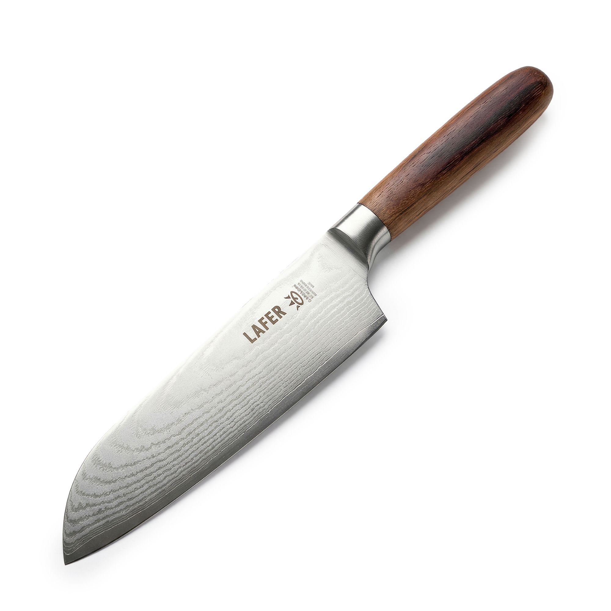  LAFER Signature Edition Santokumesser 18cm Damaststahl Klinge Griff aus Fasseiche