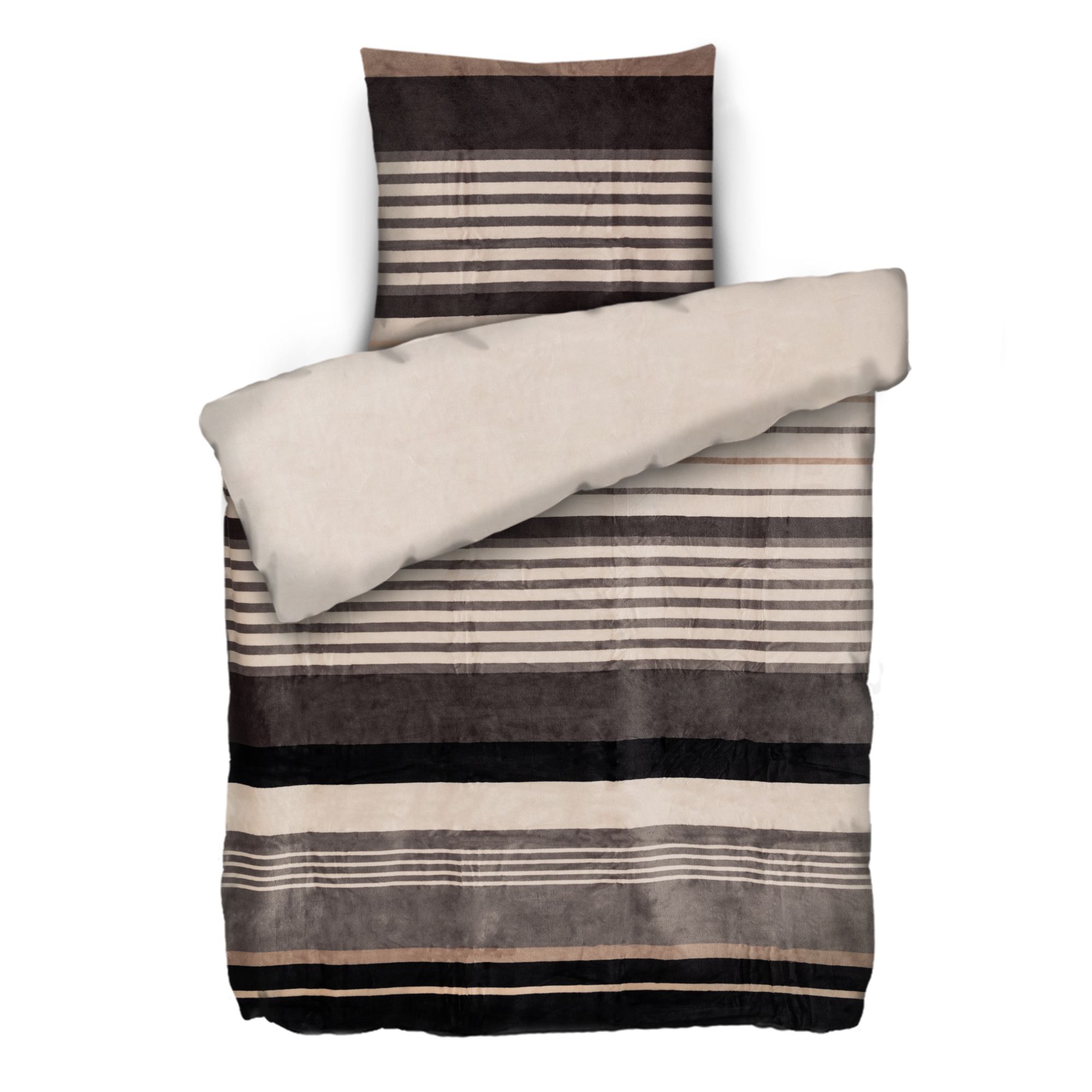 MONT CHALET Wendebettwäsche Querstreifen Mikrofaser Chinchilla Einzelbett, 2tlg.