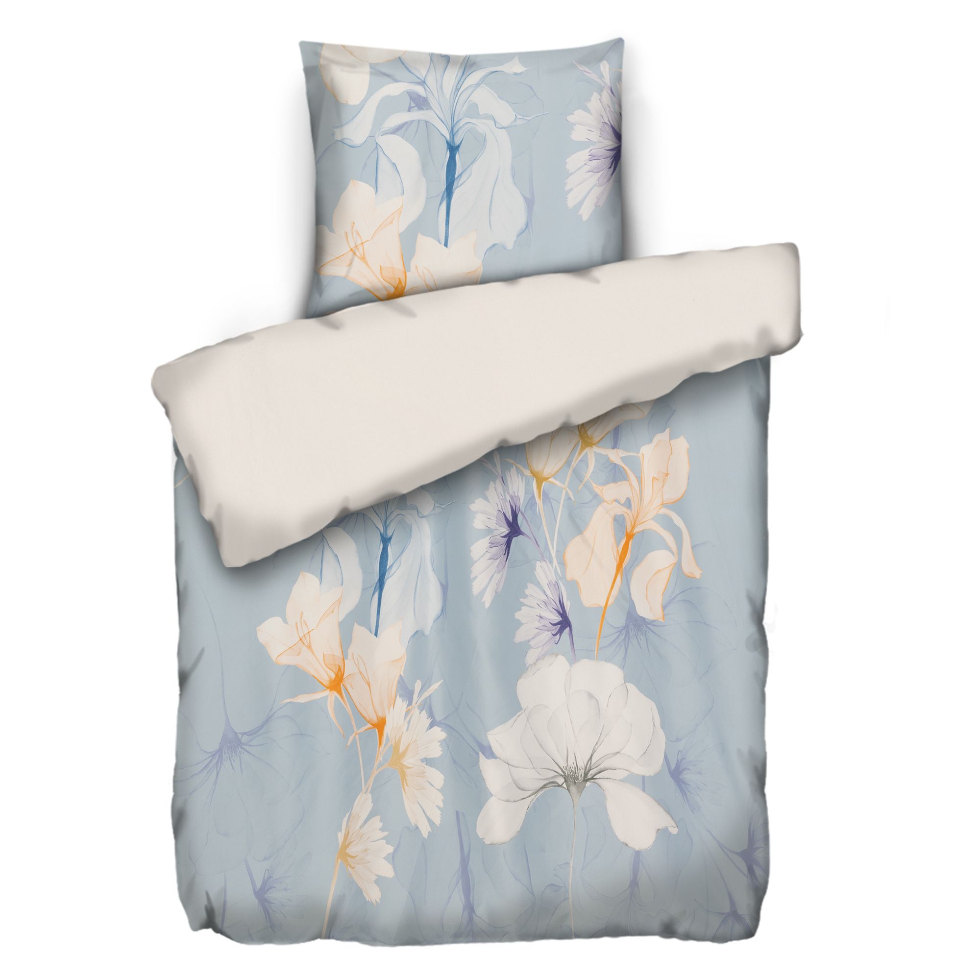 SOFT HARMONY Wendebettwäsche abstrakte Blüten Mikrofaser samtweich Einzelbett, 2tlg.