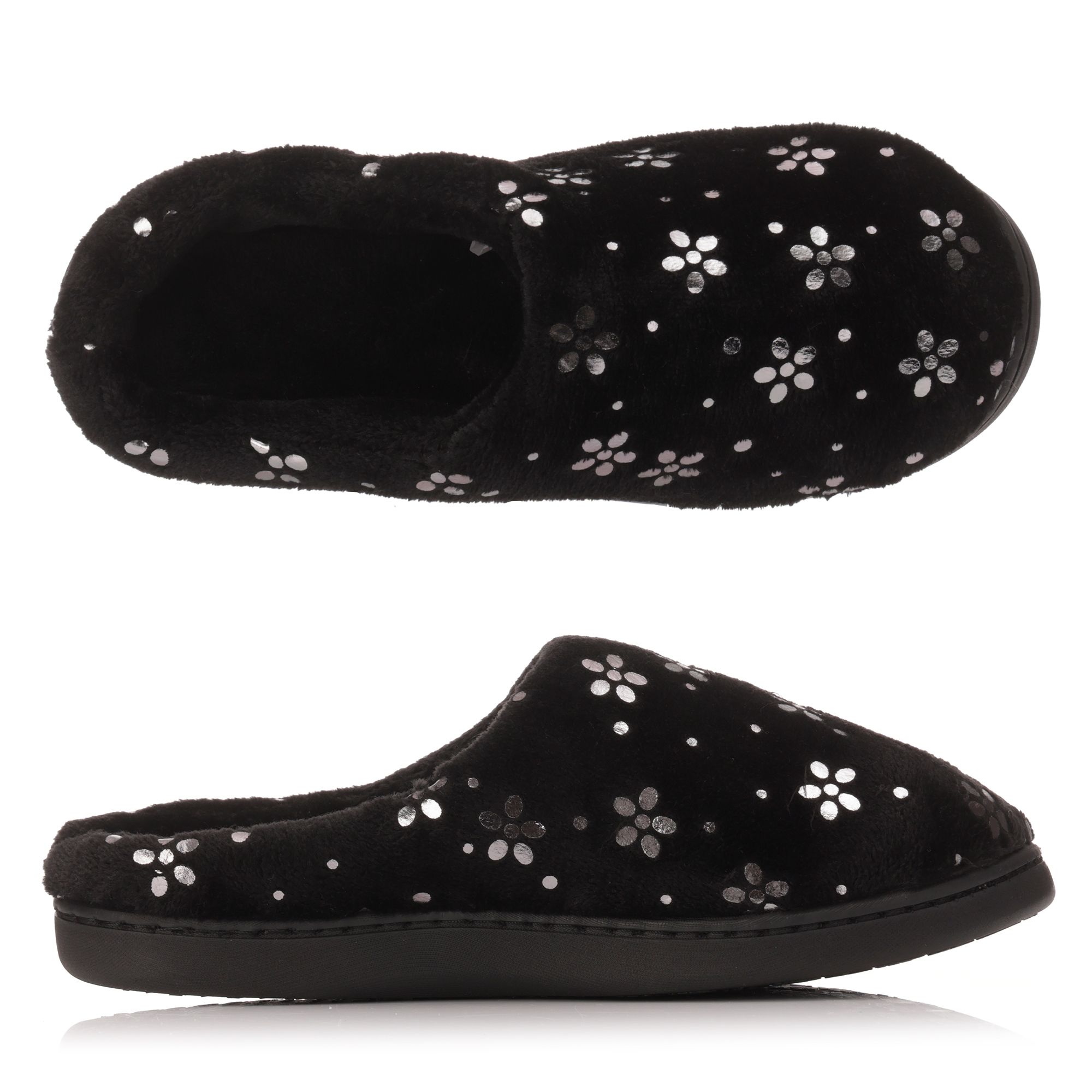 MONT CHALET Damen-Hausschuh Glitzer Mikrofaser Chinchilla weich gepolstert