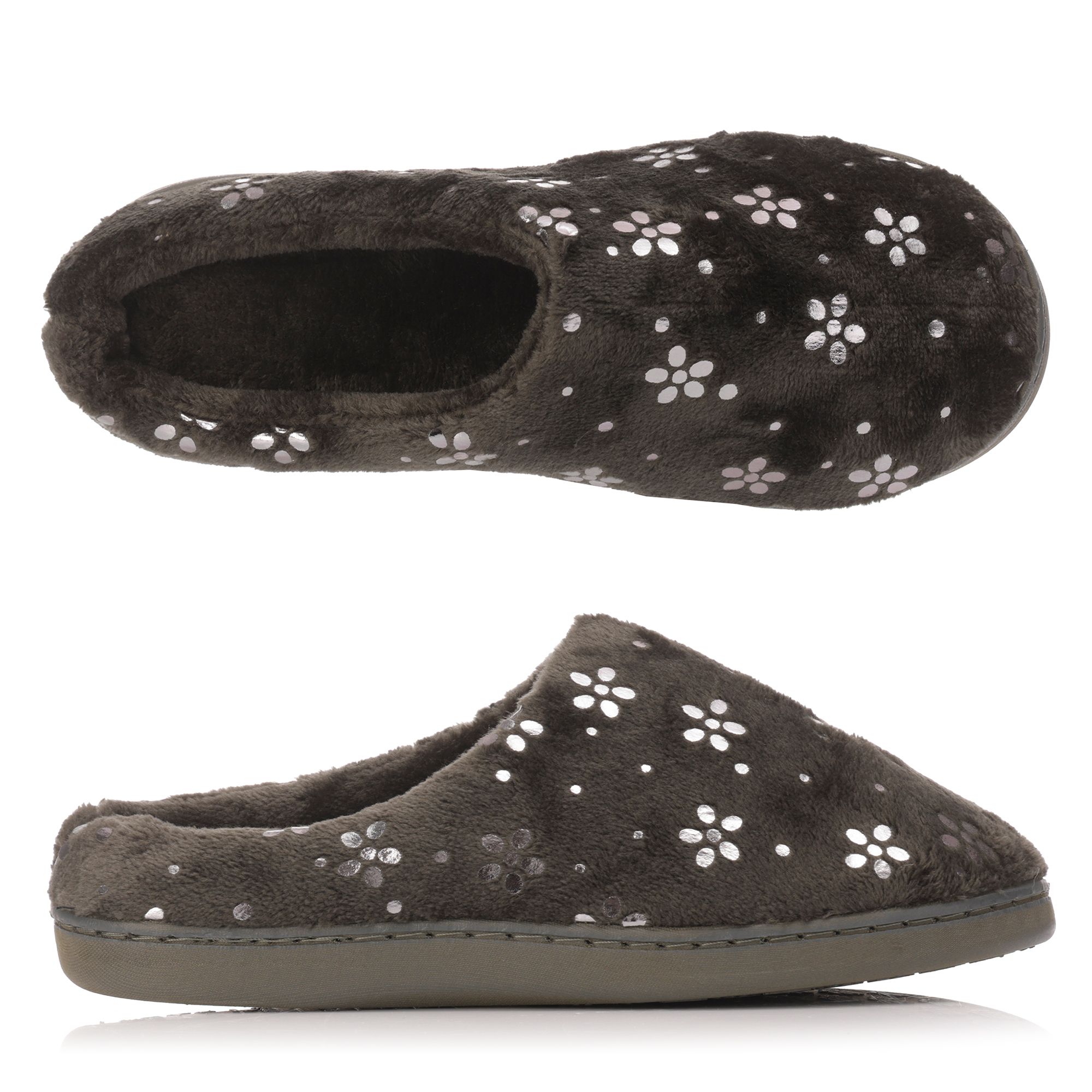 MONT CHALET Damen-Hausschuh Glitzer Mikrofaser Chinchilla weich gepolstert