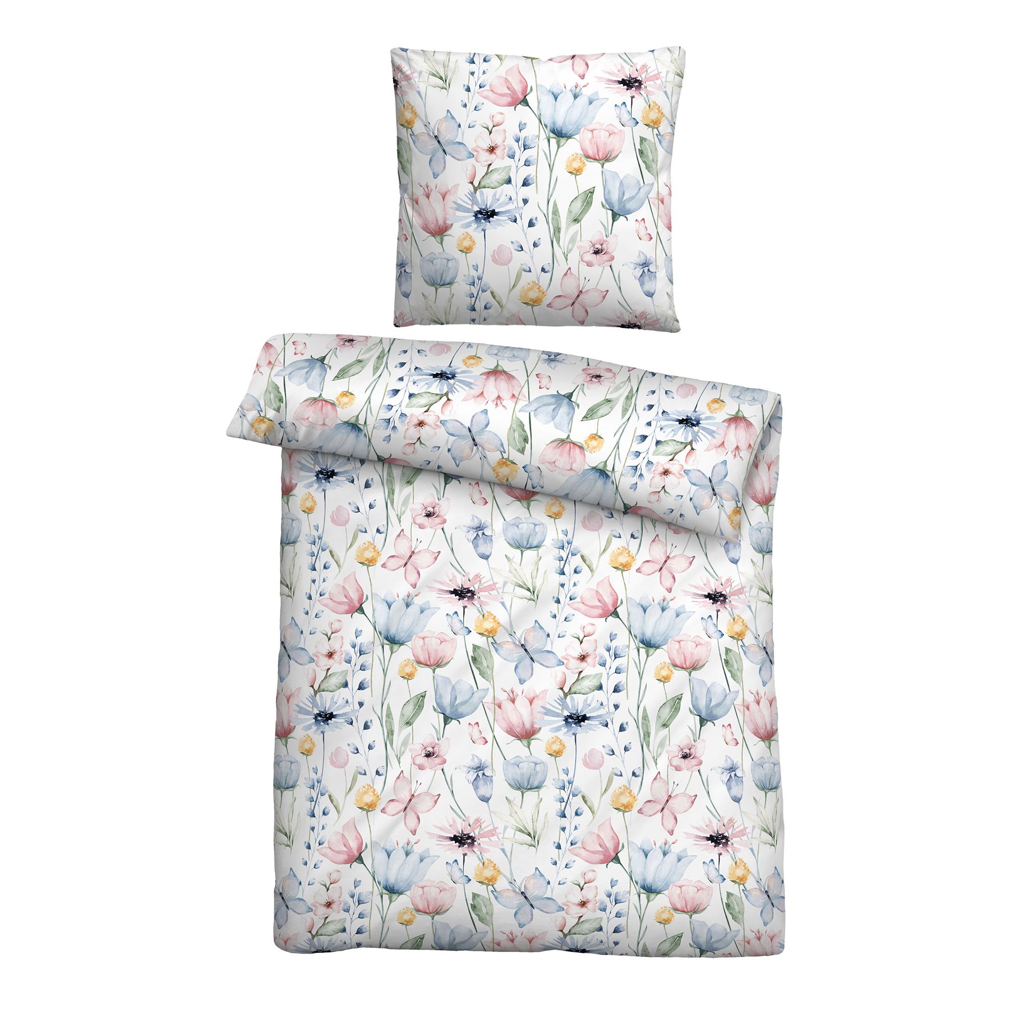 Castell® Bettwäsche Blumen Baumwoll Seersucker Einzelbett, 2tlg.