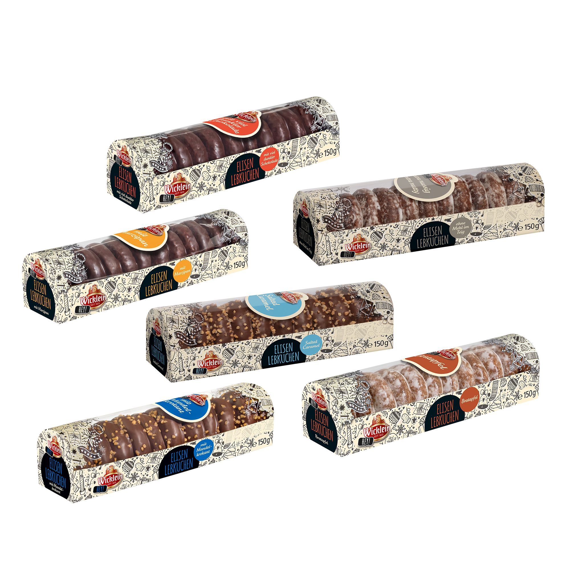 WICKLEIN Hey Mini Elisen Lebkuchen 6 versch. Sorten Inhalt 900g