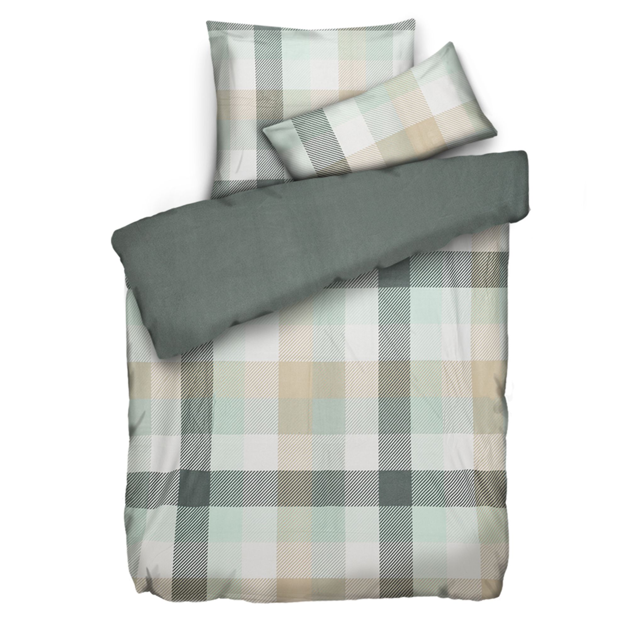 WINTERENGEL Wendebettwäsche Karo Mikrofaser Flanell Einzelbett, 3tlg.