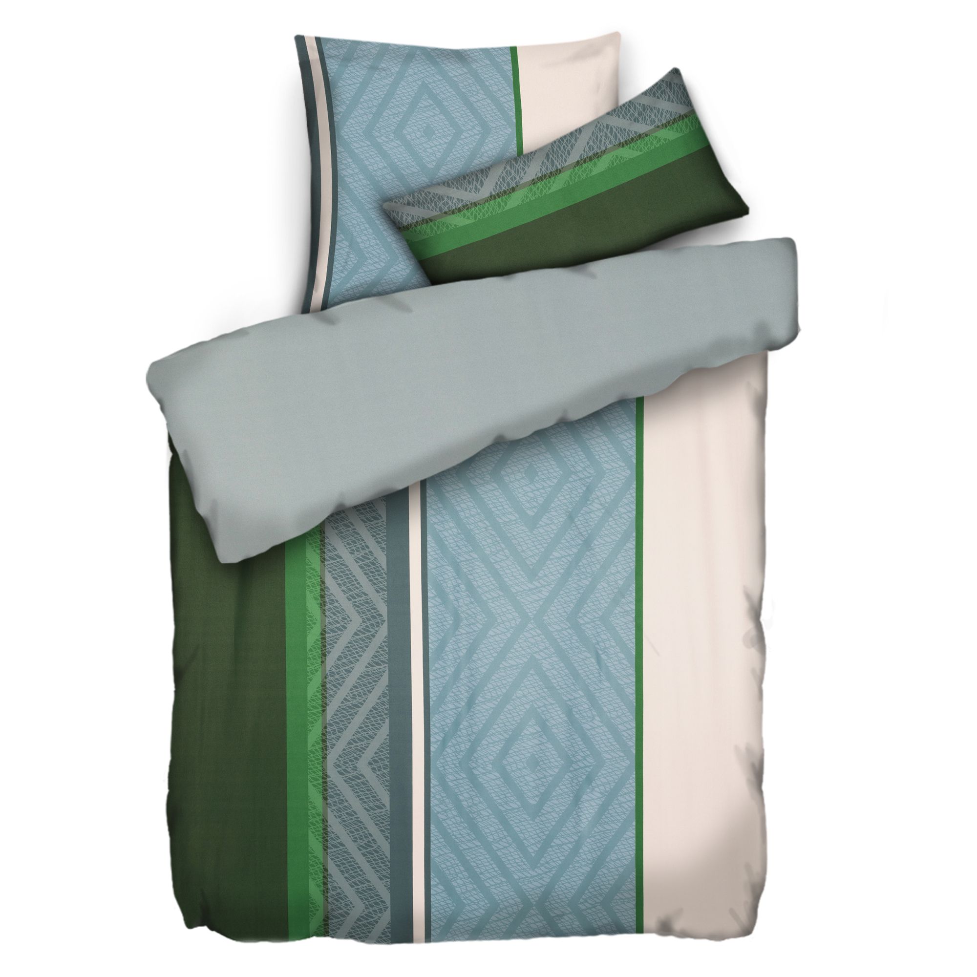 JERYMOOD Wendebettwäsche Rauten-Design Mikrofaser Jersey Einzelbett, 3tlg.