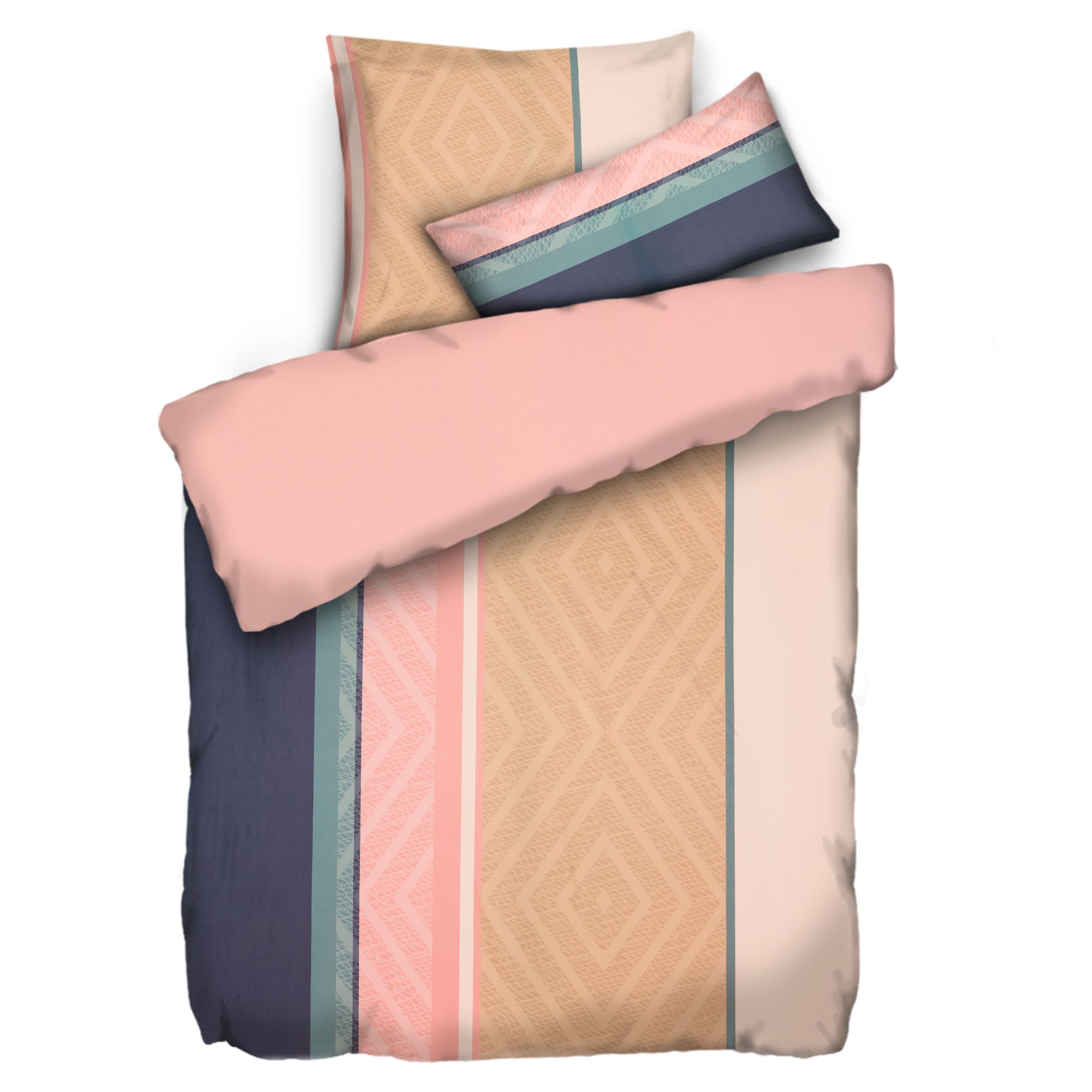 JERYMOOD Wendebettwäsche Rauten-Design Mikrofaser Jersey Einzelbett, 3tlg.