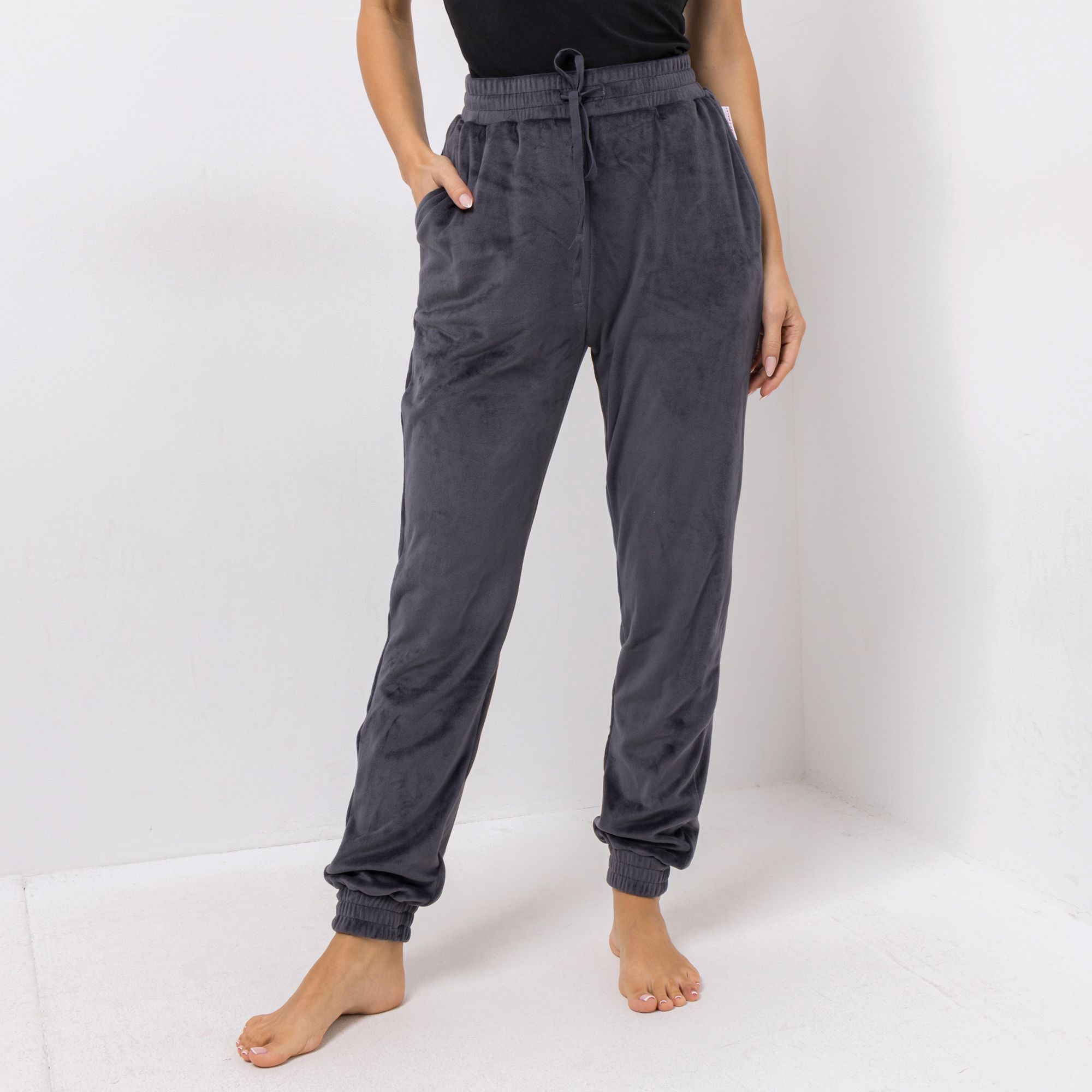 MONT CHALET Damen-Hose uni Mikrofaser Samtfell Seitentaschen