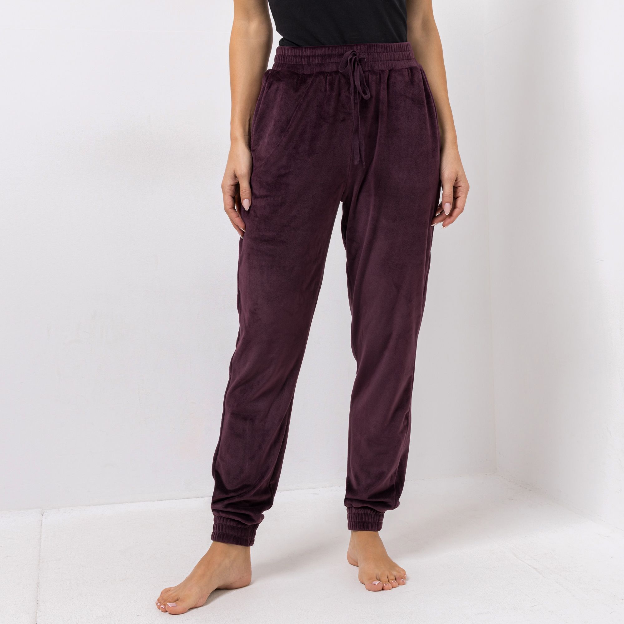 MONT CHALET Damen-Hose uni Mikrofaser Samtfell Seitentaschen