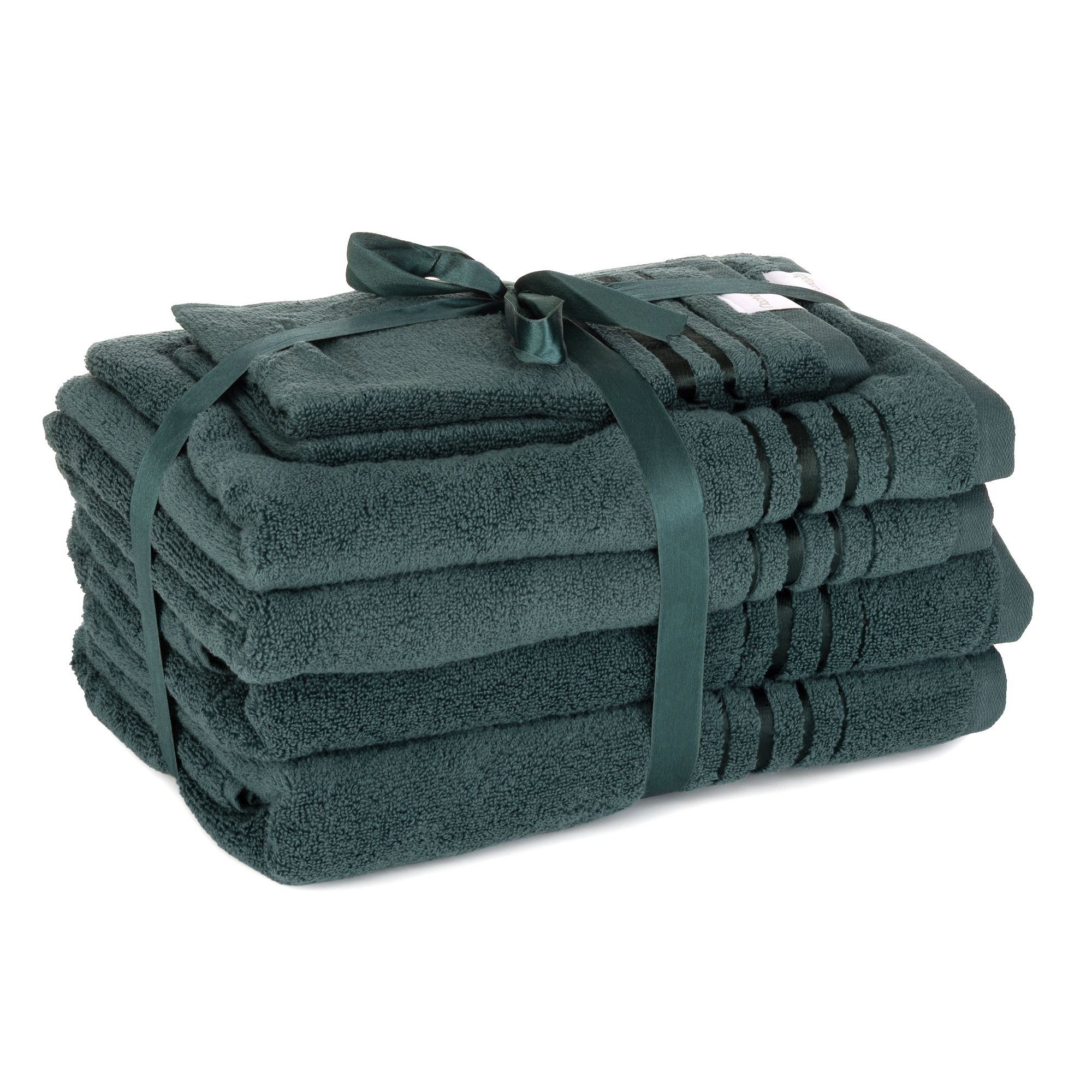 NACHTIGALL Handtuch-Set, 6tlg. uni mit Glanzstreifen 100% Baumwolle besonders weich