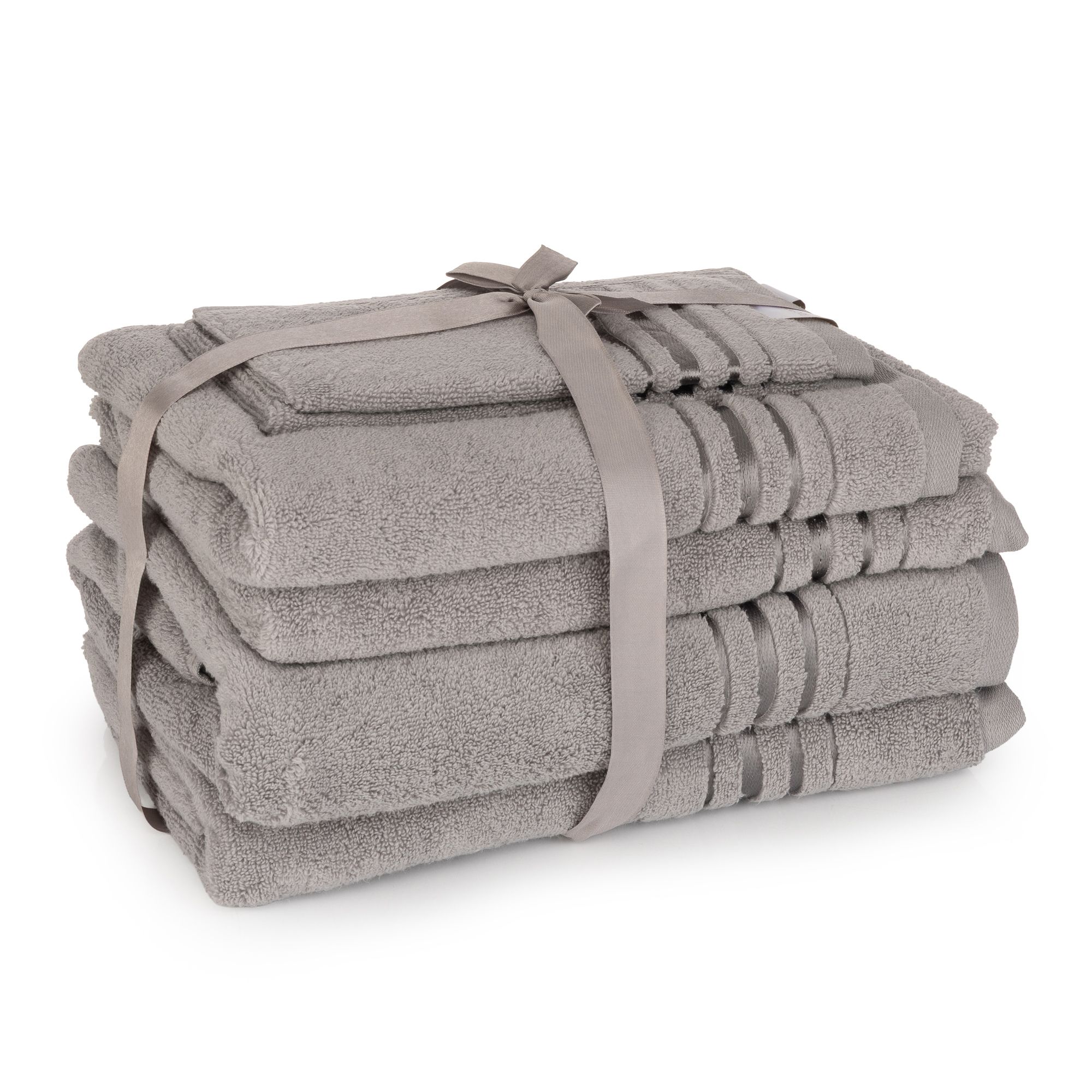 NACHTIGALL Handtuch-Set, 6tlg. uni mit Glanzstreifen 100% Baumwolle besonders weich