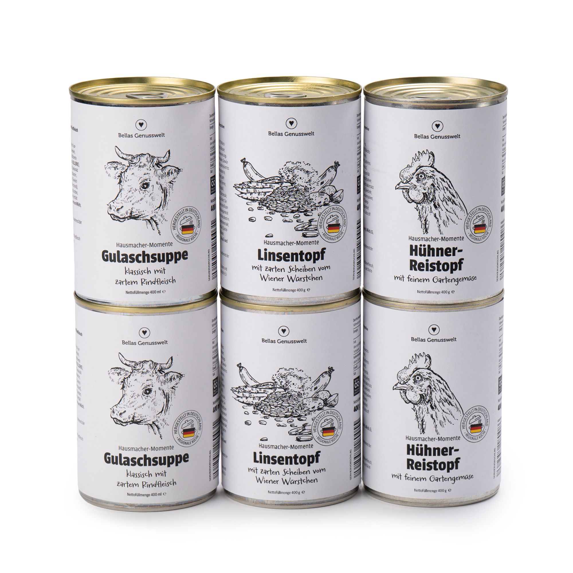 BELLAS GENUSSWELT Suppe- & Eintopf-Set 3 versch. Sorten Inhalt 4x400g 2x400ml