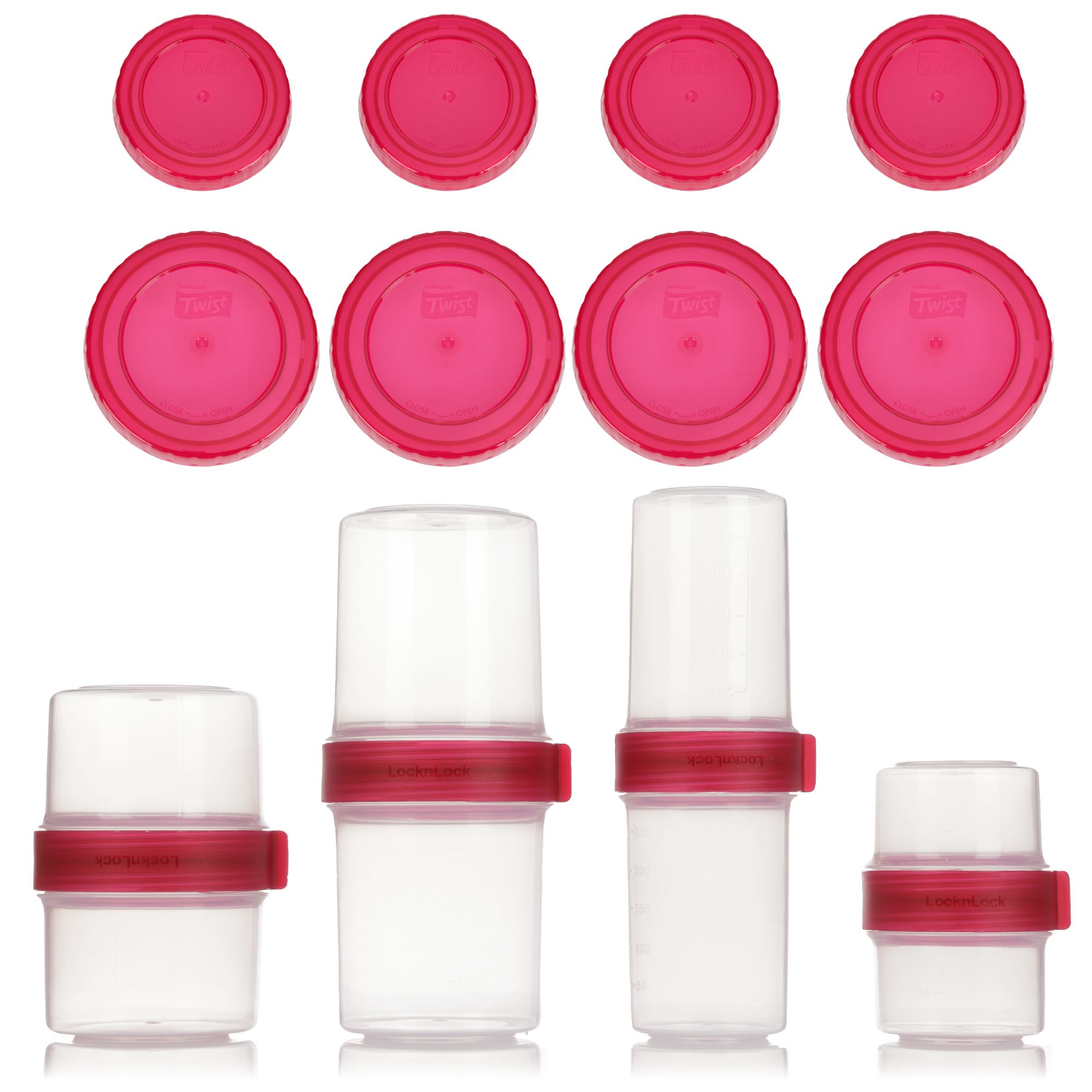 LocknLock 8 Frischhaltedosen inkl. 4 Twist-Lid Verbindungsdeckel Gesamtvolumen 2,8L