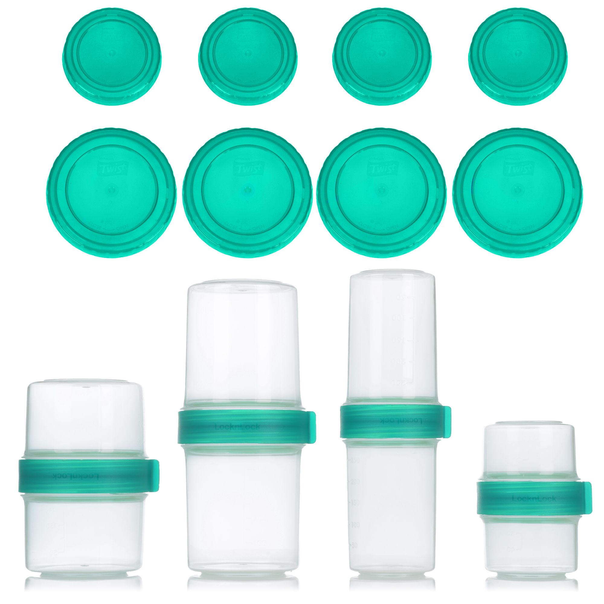 LocknLock 8 Frischhaltedosen inkl. 4 Twist-Lid Verbindungsdeckel Gesamtvolumen 2,8L