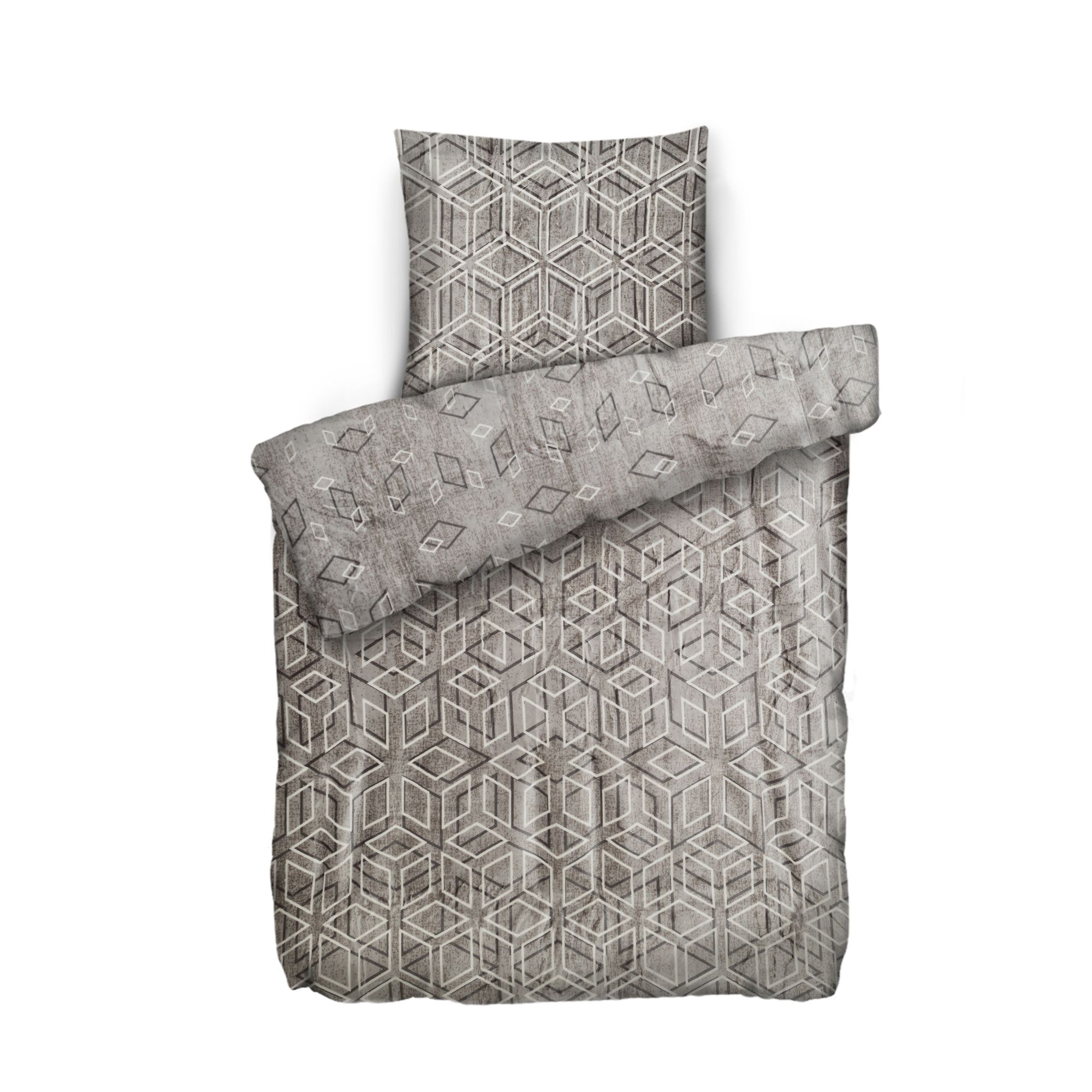 MONT CHALET Wendebettwäsche Rauten-Grafik Mikrofaser Chinchilla Einzelbett, 2tlg.