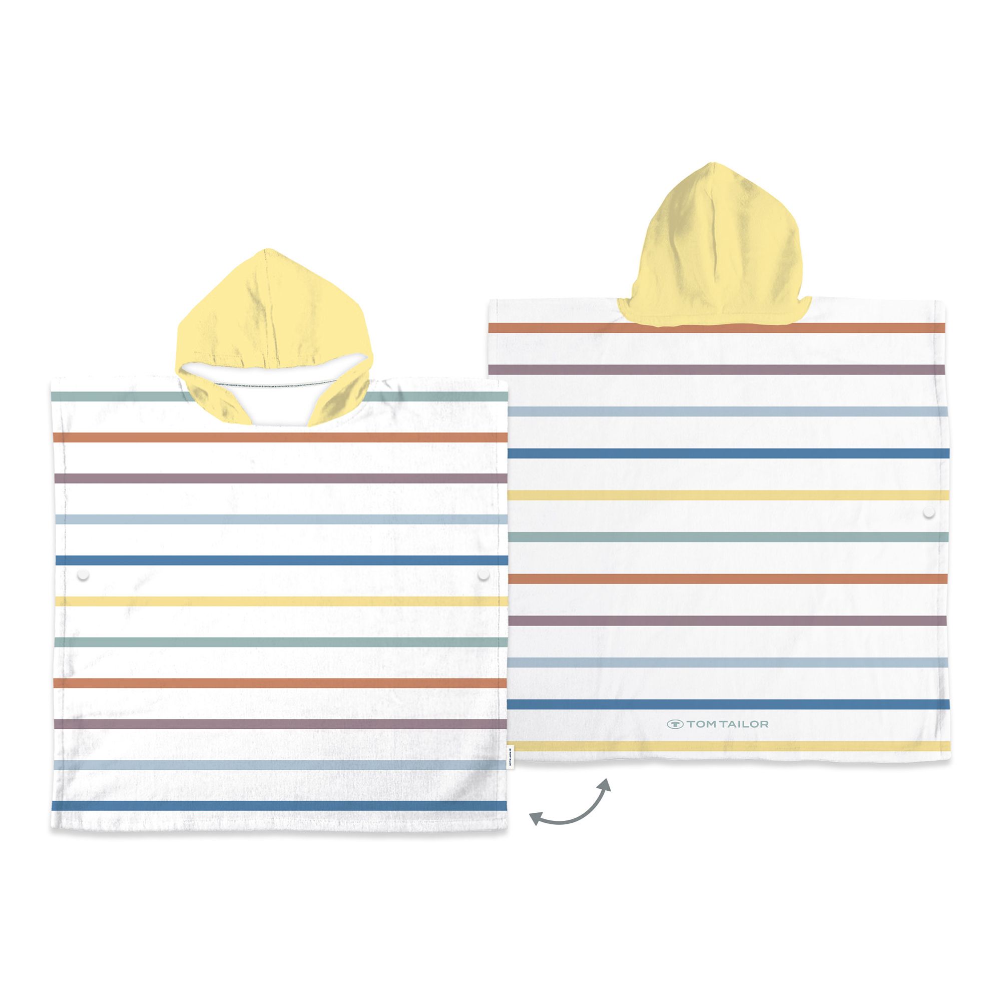 TOM TAILOR Surfponcho JUNIOR gestreift 100% Baumwolle Kapuze, ca. 60x120cm