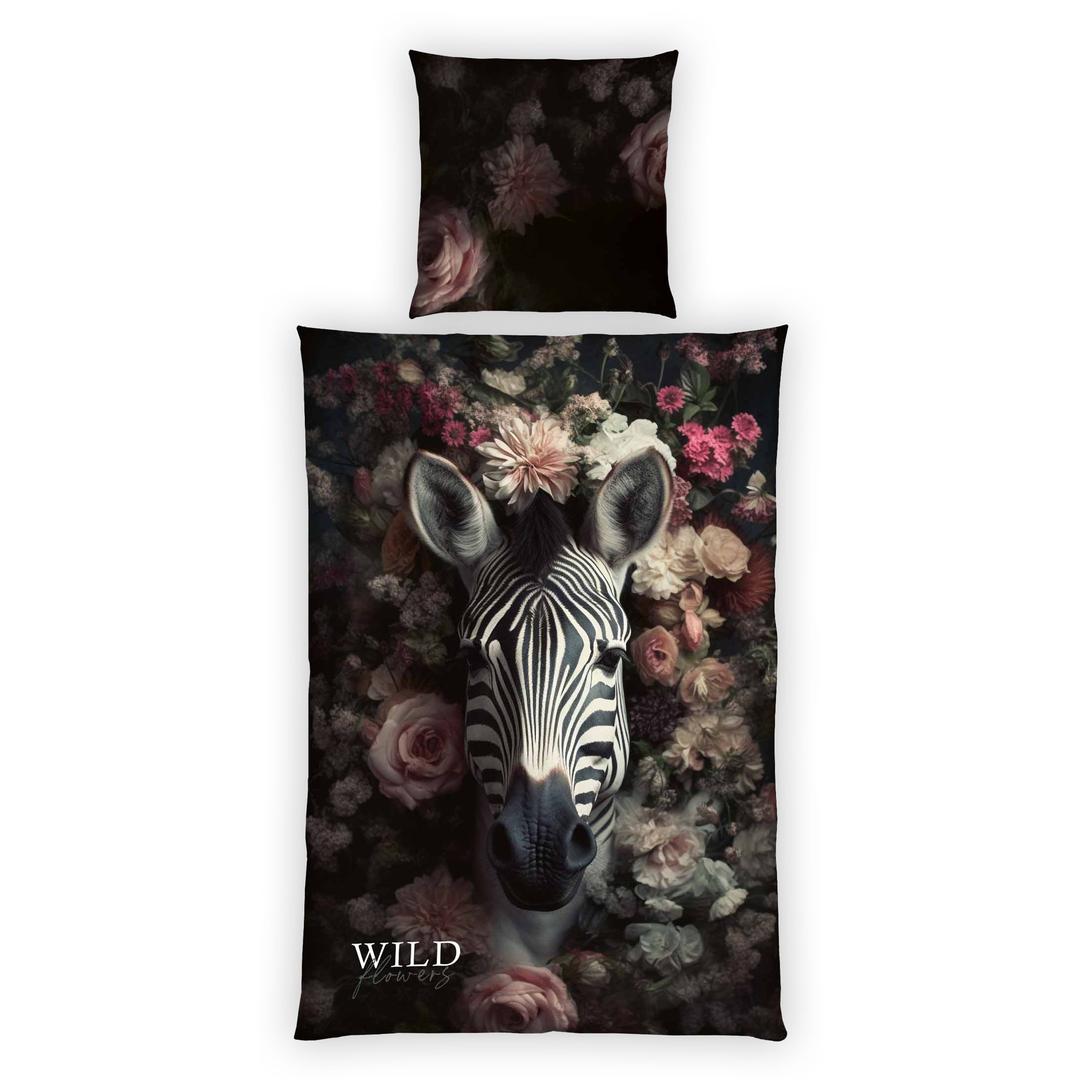 home® Edition by HERDING Bettwäsche Wild Flowers Zebra Baumwoll Renforcé Einzelbett, 2tlg.