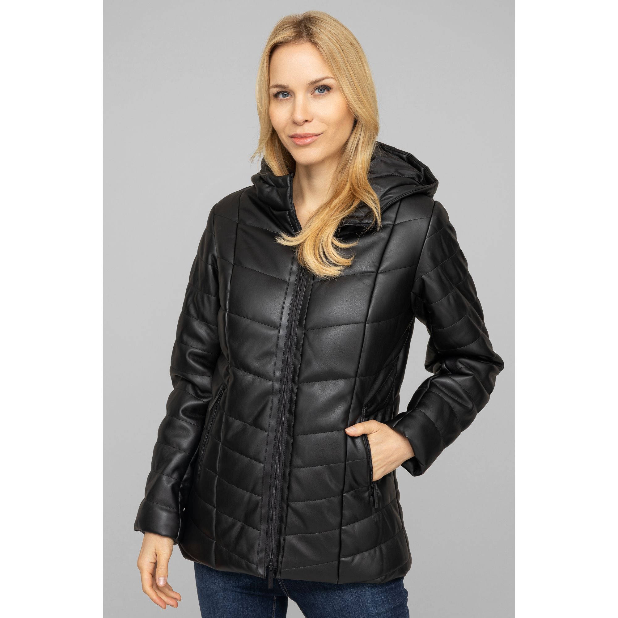 B-Ware DINE 'N' DANCE Kunstlederjacke wattiert 2-Wege-Zipper