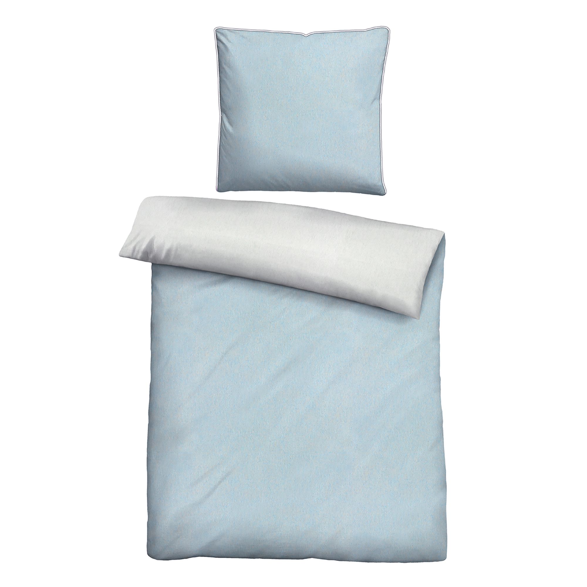 biberna® Wendebettwäsche uni Melange-Flanell Einzelbett, 2tlg.