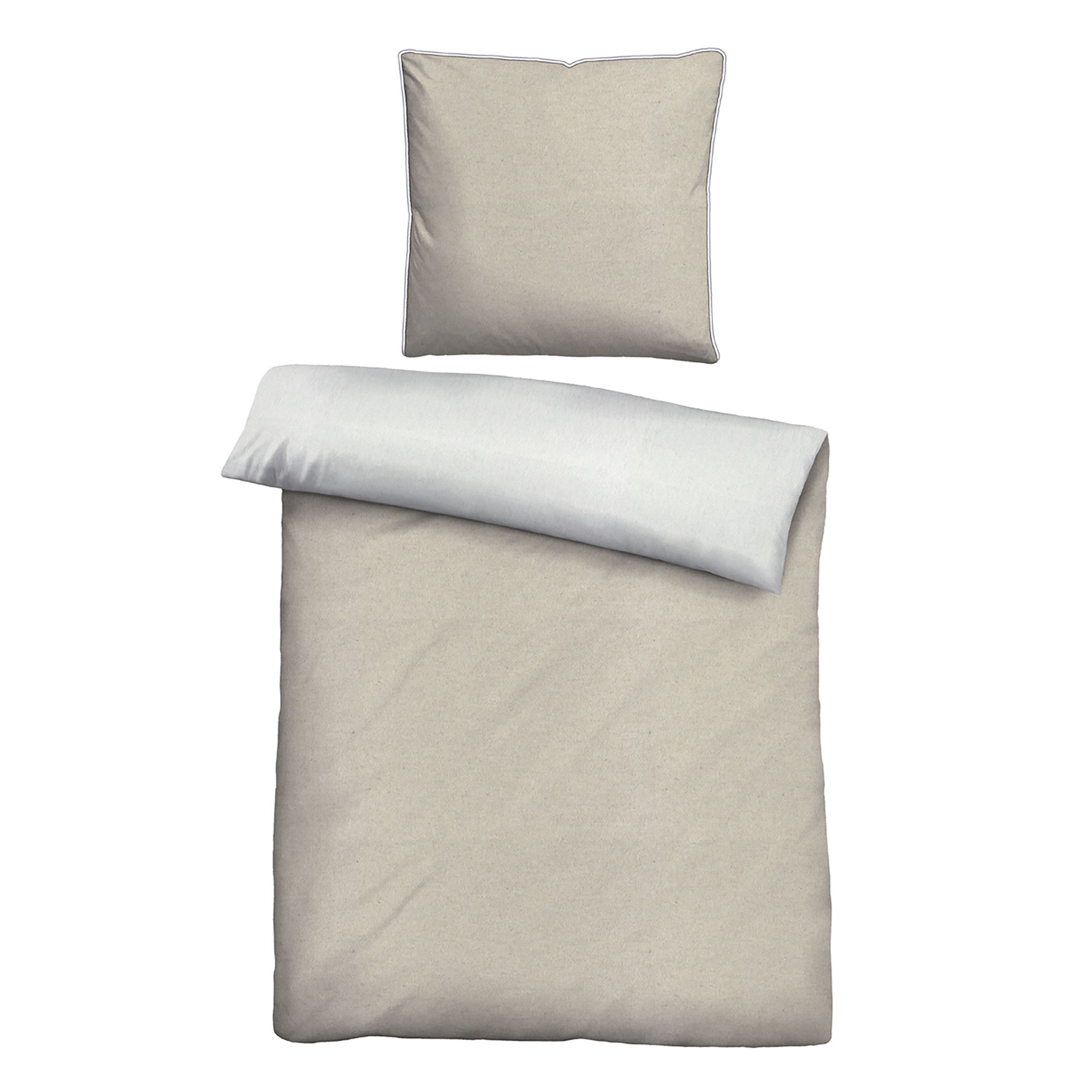 biberna® Wendebettwäsche uni Melange-Flanell Einzelbett, 2tlg.