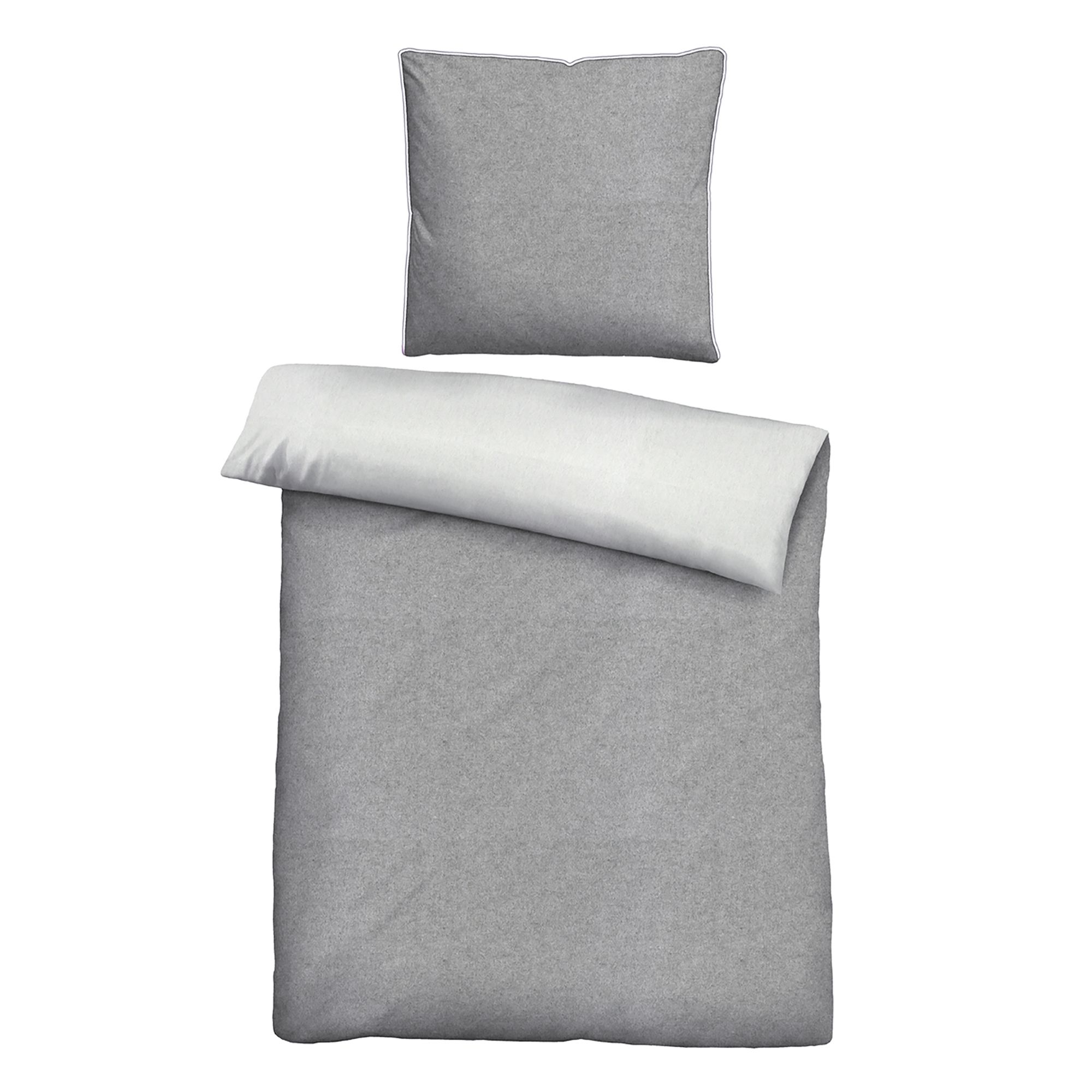 biberna® Wendebettwäsche uni Melange-Flanell Einzelbett, 2tlg.
