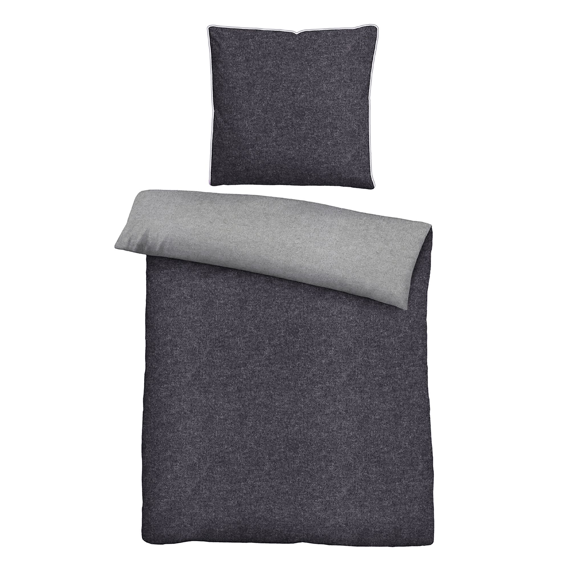 biberna® Wendebettwäsche uni Melange-Flanell Einzelbett, 2tlg.