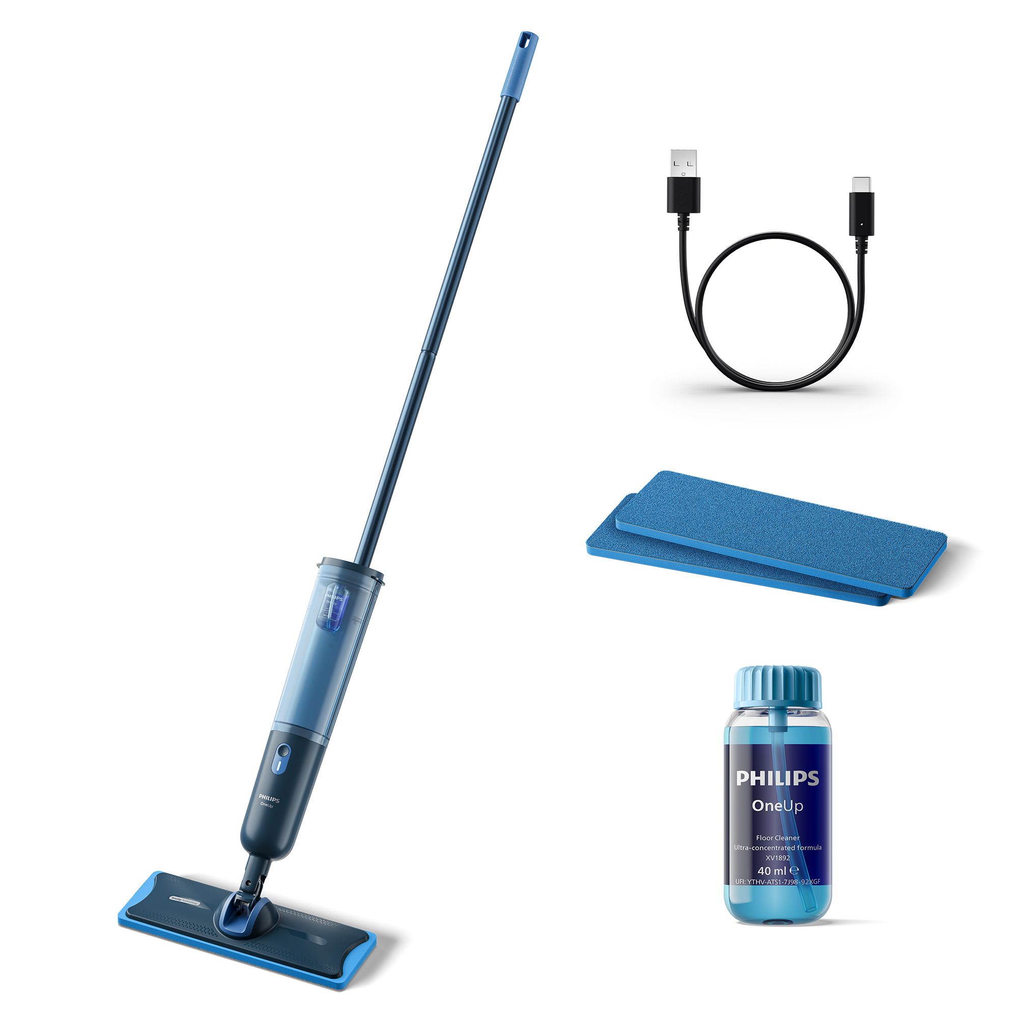 PHILIPS OneUp 3000 Series Elektrischer Mopp inkl. 2x Wischpad & Reiniger