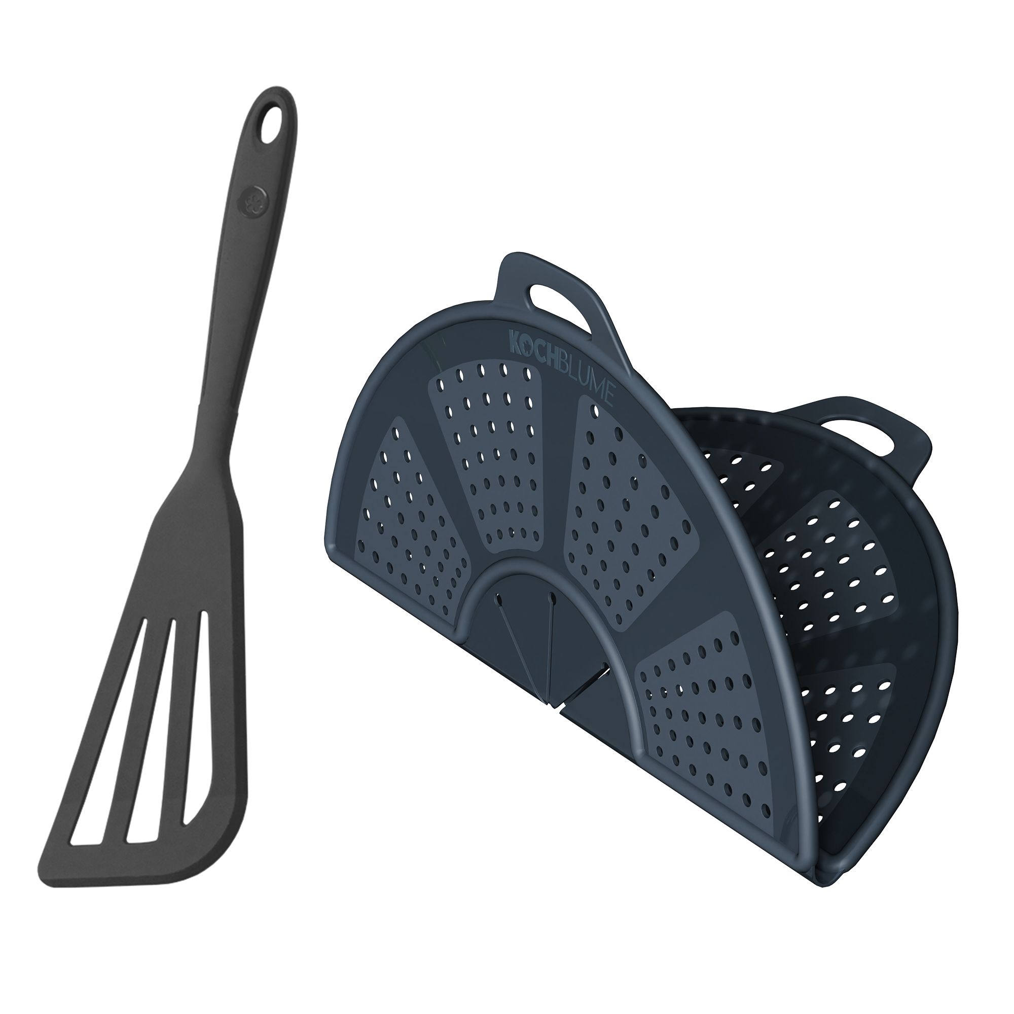 KOCHBLUME® Silikon Eckwender L und Spritzschutz mit Pürieröffnung faltbar Ø22-28cm