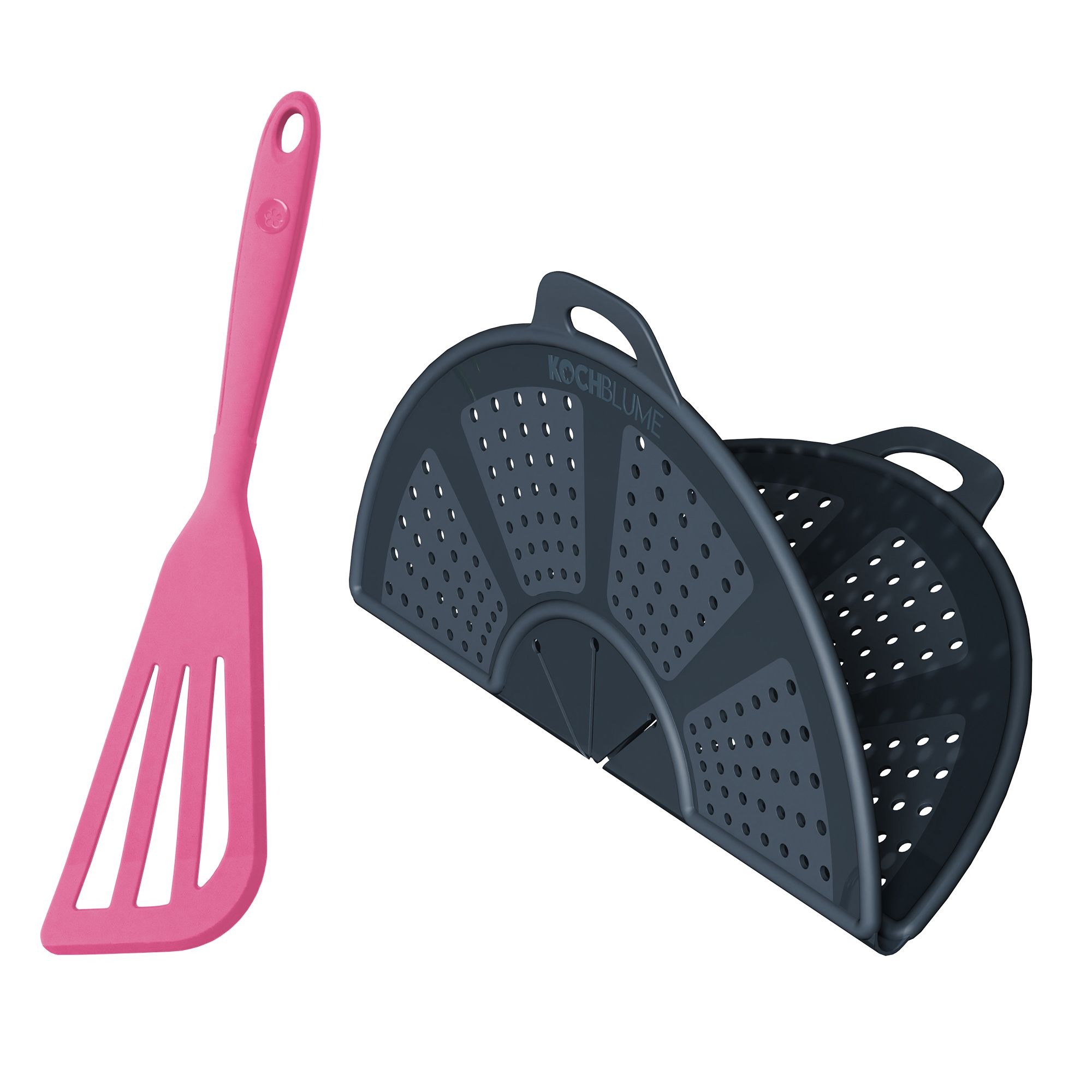 KOCHBLUME® Silikon Eckwender L und Spritzschutz mit Pürieröffnung faltbar Ø22-28cm