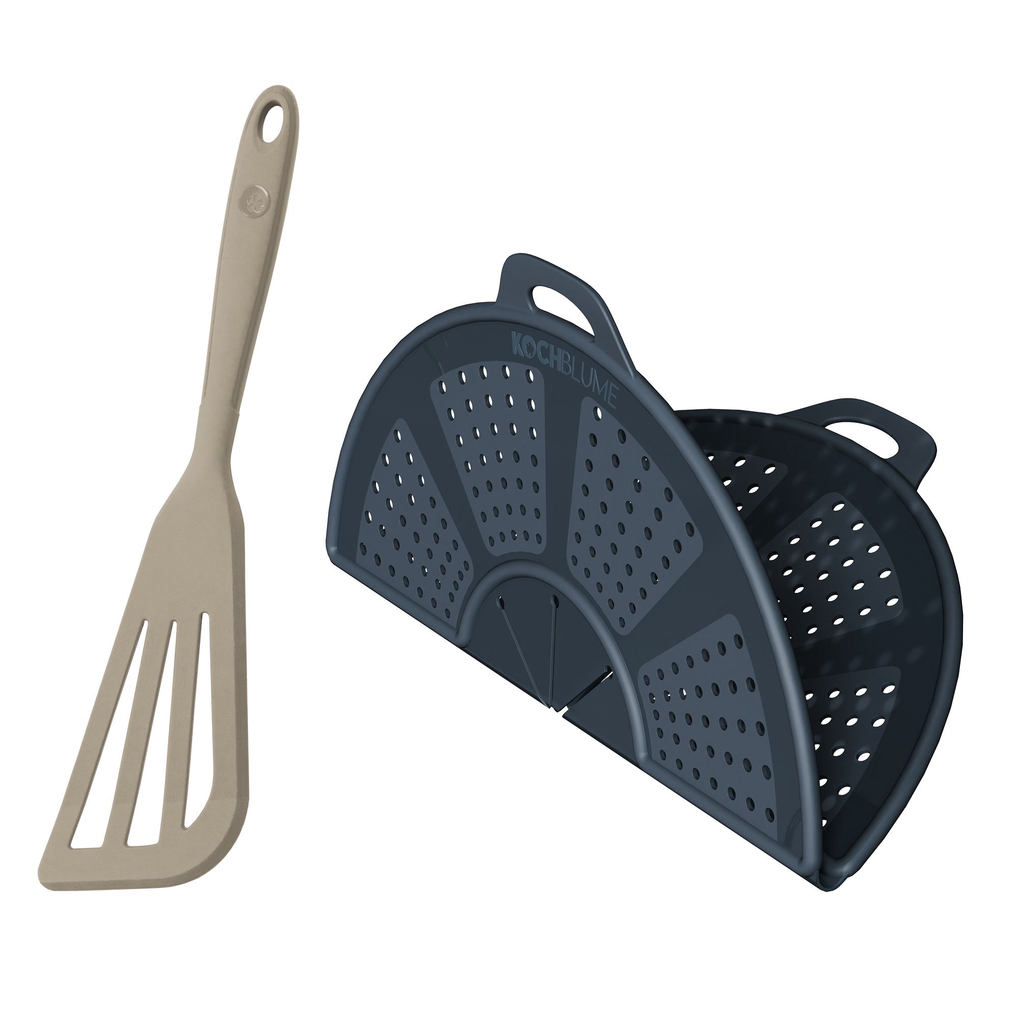 KOCHBLUME® Silikon Eckwender L und Spritzschutz mit Pürieröffnung faltbar Ø22-28cm