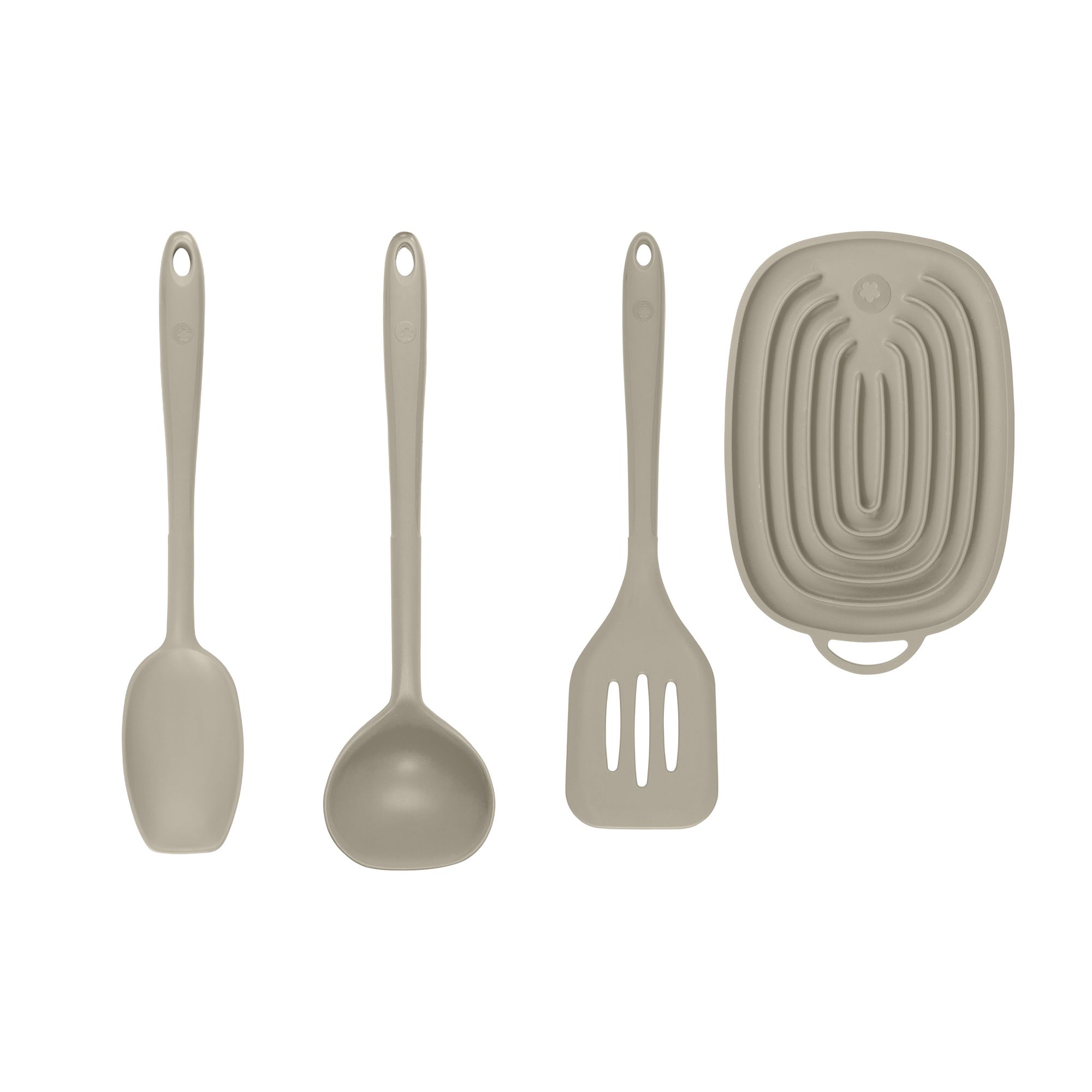 KOCHBLUME® Küchenhelfer-Set Saucenlöffel L, Schöpfkelle L, Flex- Wender & Multiablage
